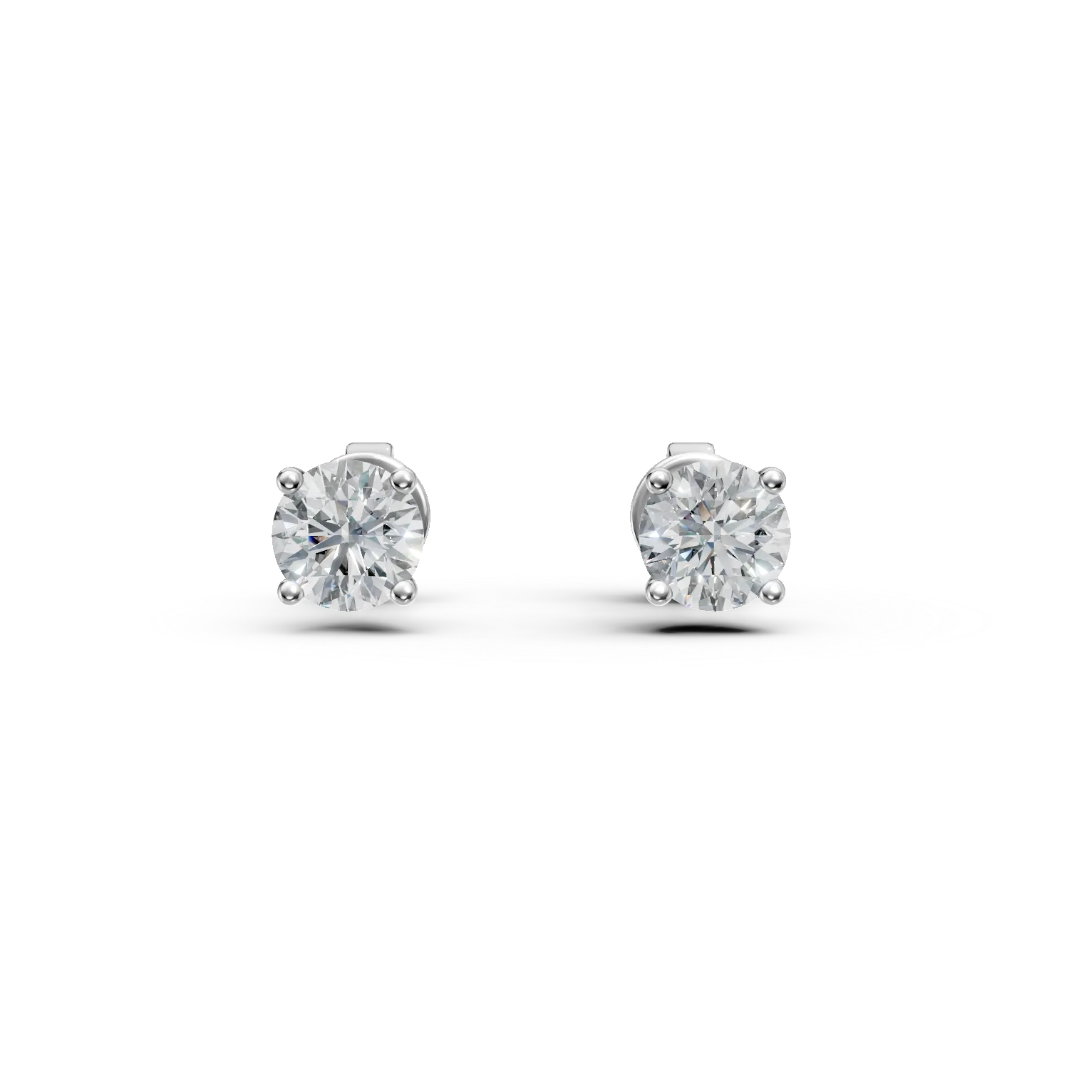 Cercei din aur alb cu diamante solitaire de 1ct create in laborator taietura rotunda