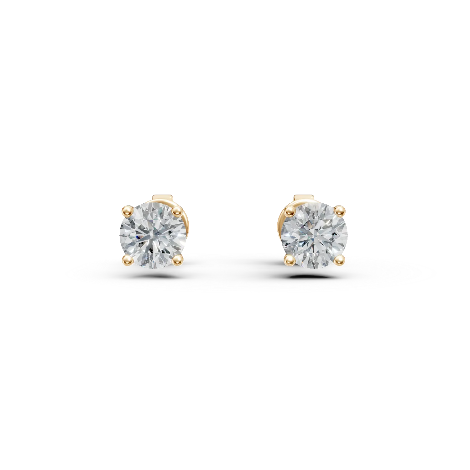 Cercei din aur galben cu diamante de 1ct create in laborator