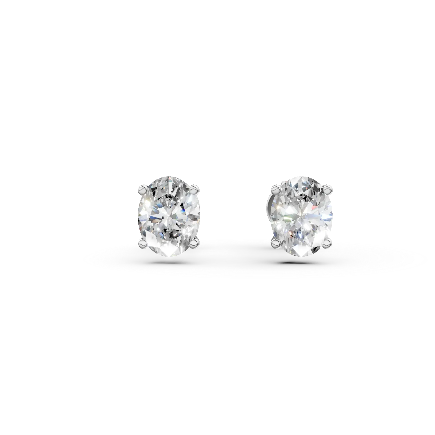 Cercei din aur alb cu diamante solitaire de 0.5ct create in laborator taietura ovala