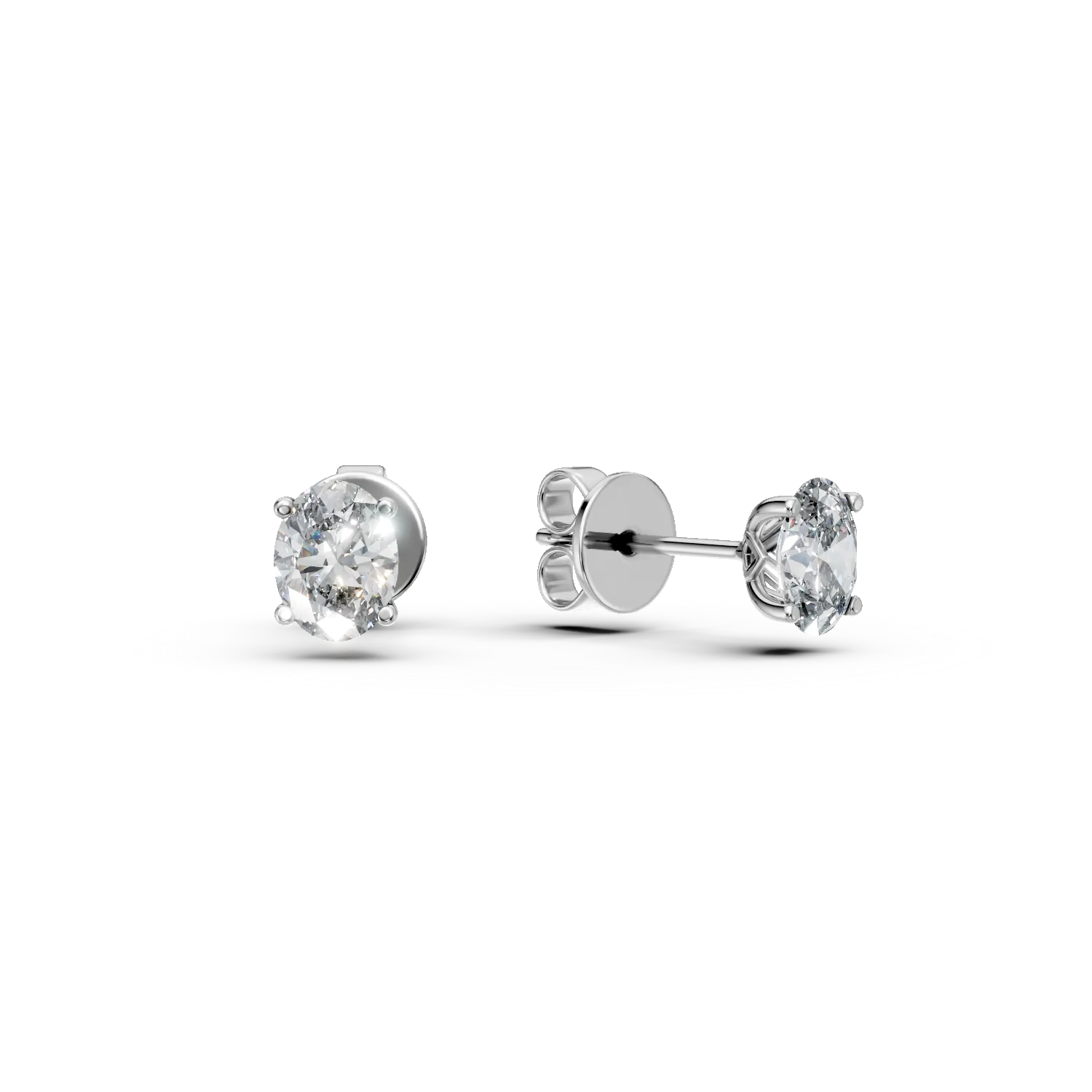 Cercei din aur alb cu diamante de 0.6ct create in laborator