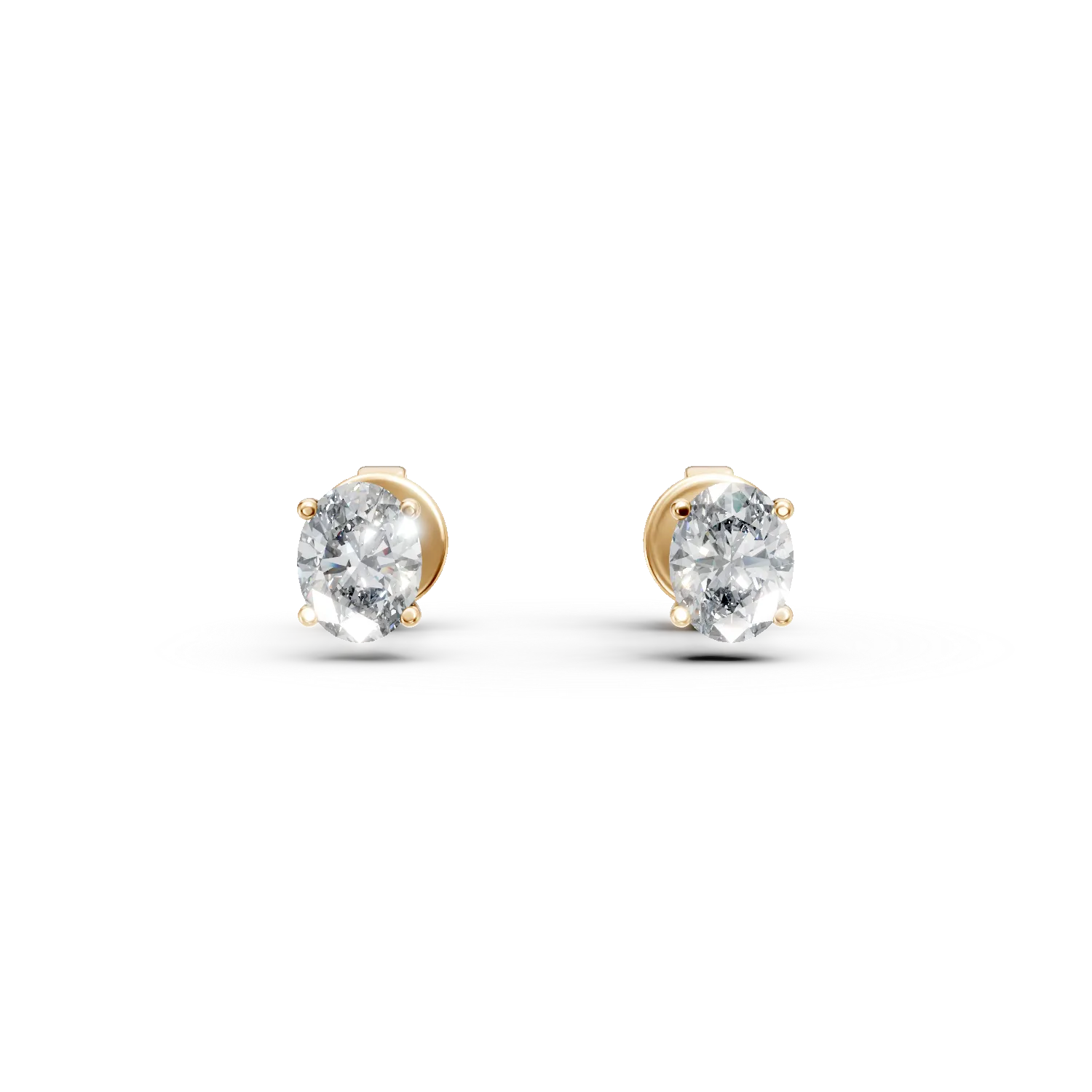 Cercei din aur galben cu diamante de 0.6ct create in laborator