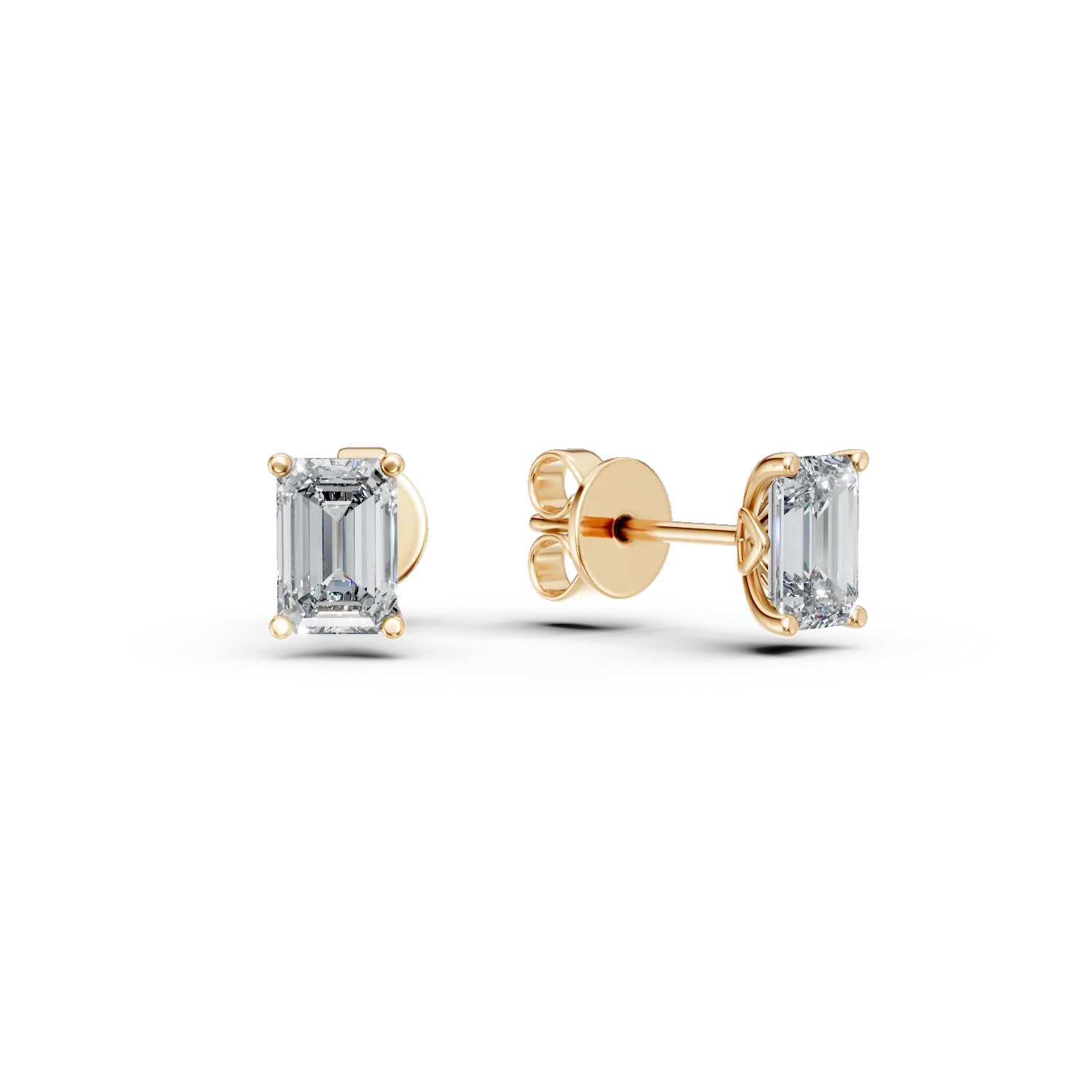 Cercei din aur galben cu diamante de 1ct create in laborator