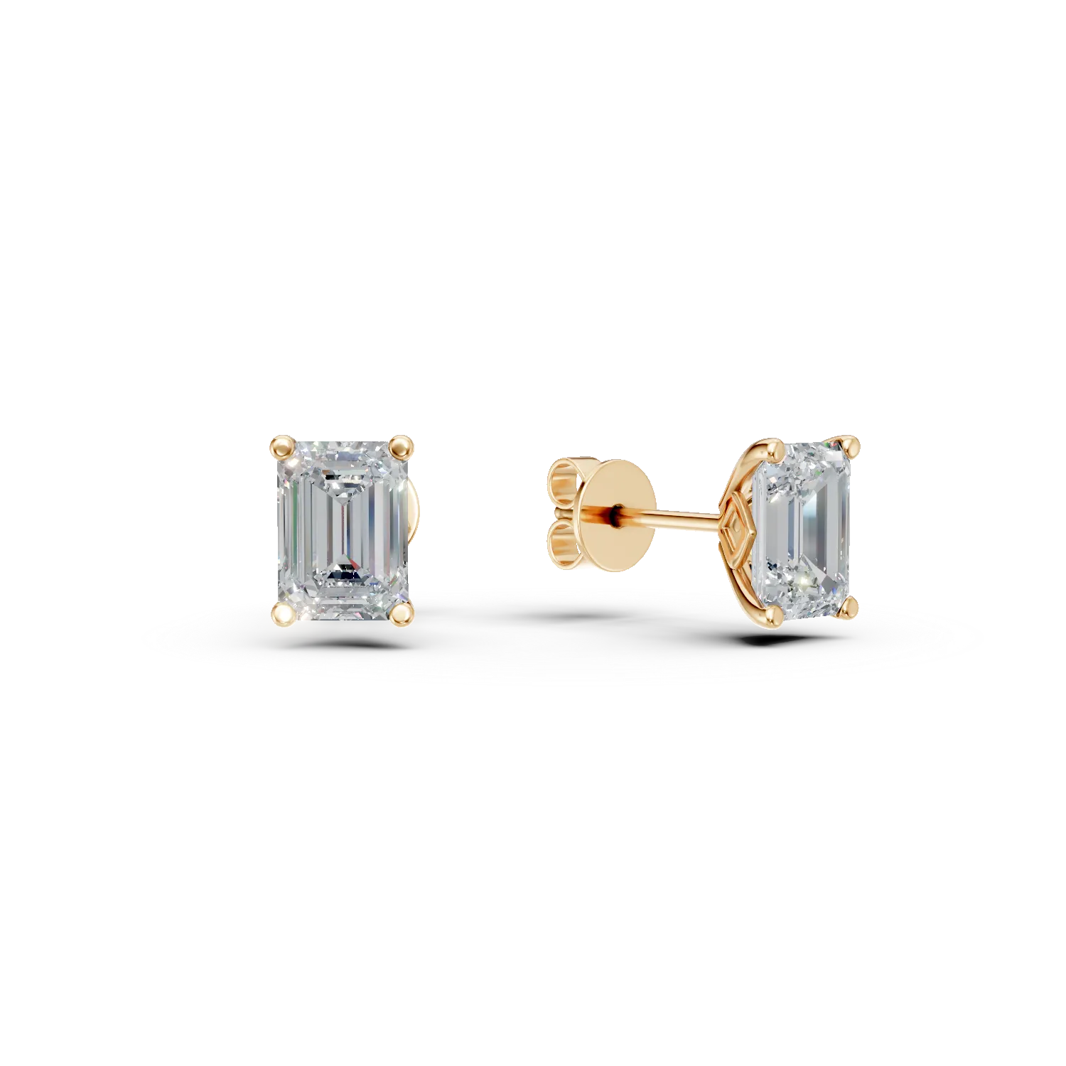 Cercei din aur galben cu diamante de 1ct create in laborator