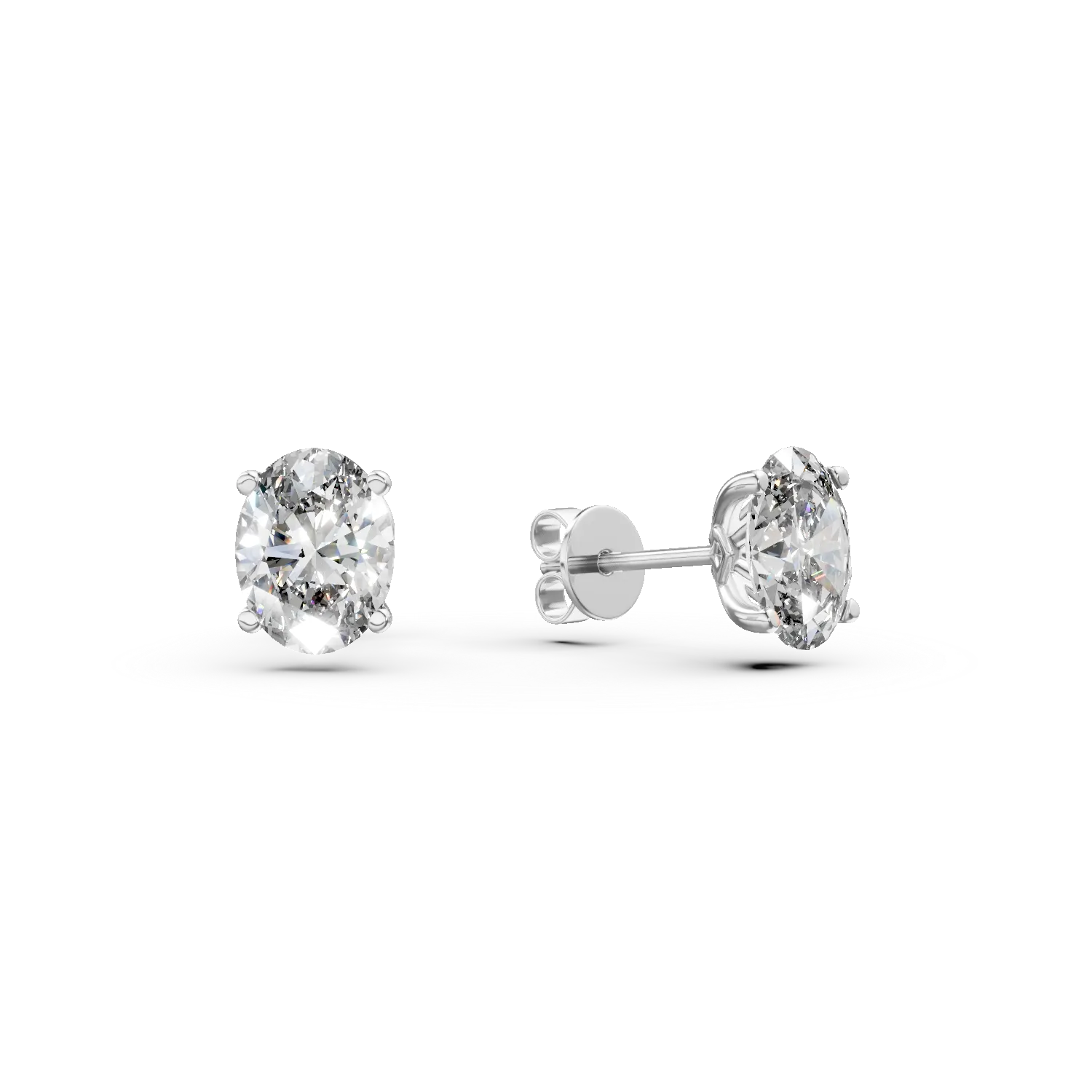 Cercei din aur alb cu diamante de 1ct create in laborator