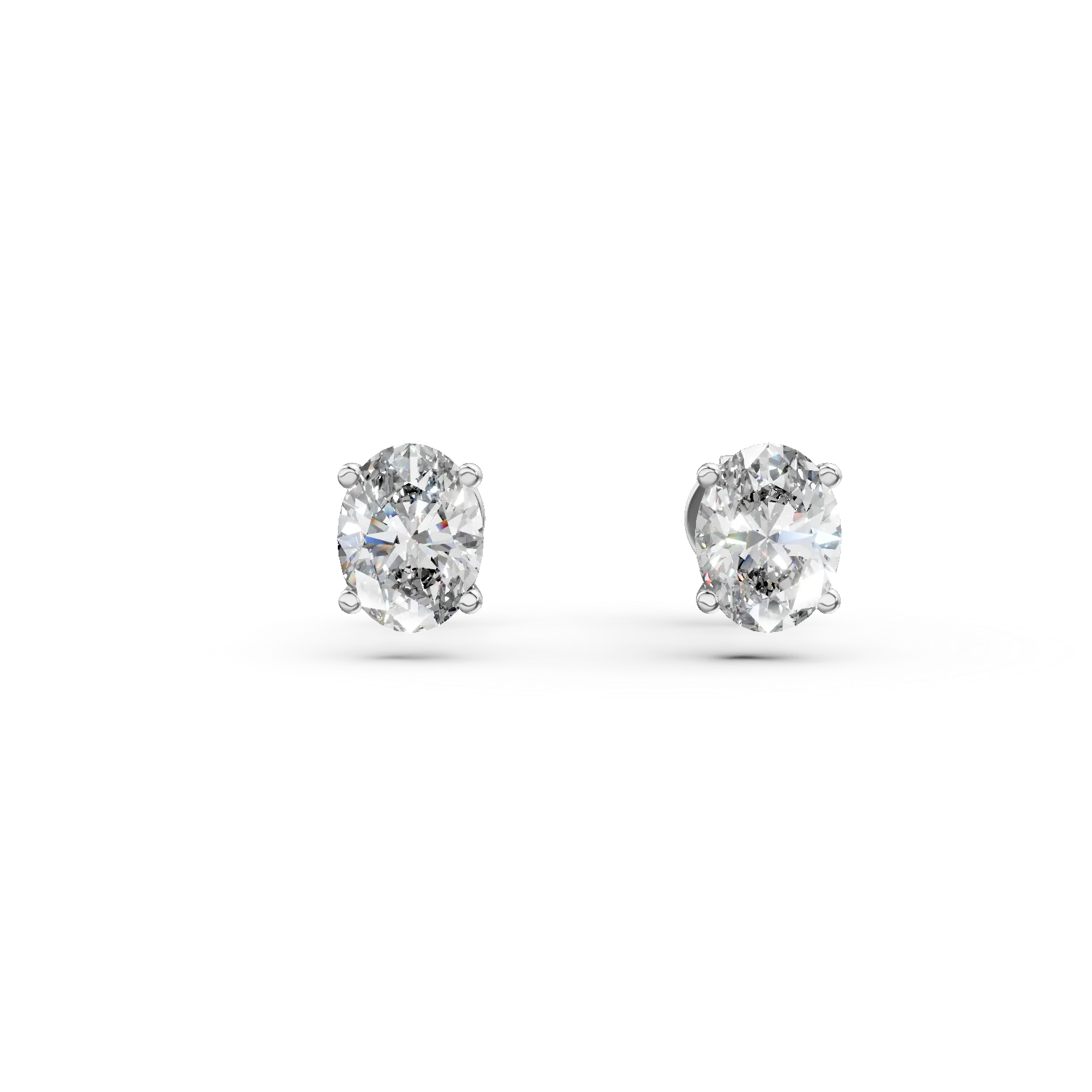 Cercei din aur alb cu diamante solitaire de 0.6ct create in laborator taietura ovala