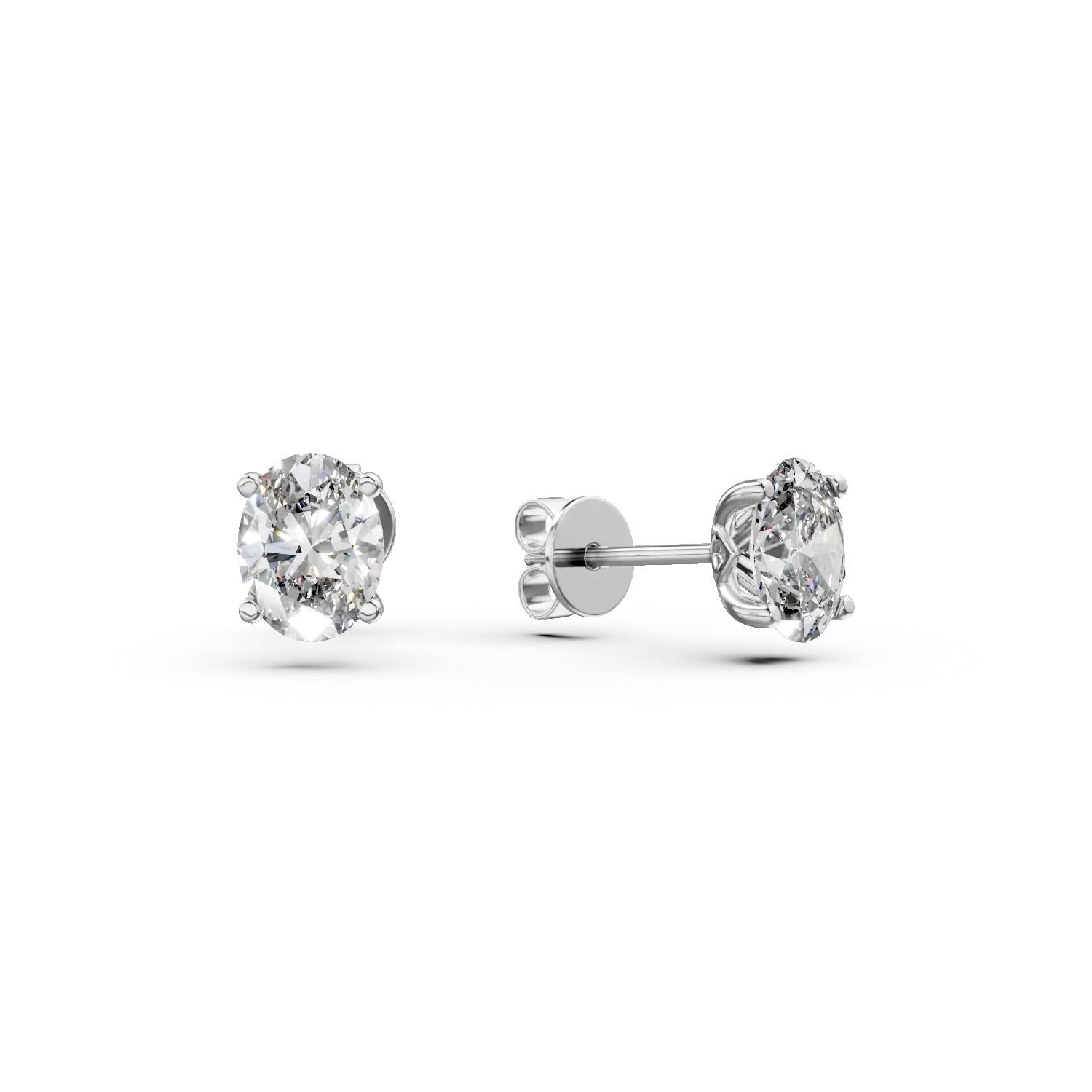 Cercei din aur alb cu diamante solitaire de 0.6ct create in laborator taietura ovala