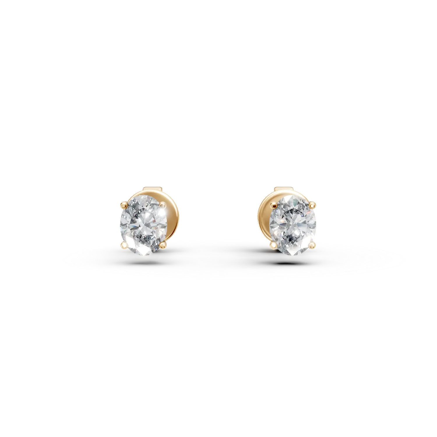 Cercei din aur galben cu diamante solitaire de 0.6ct create in laborator taietura ovala