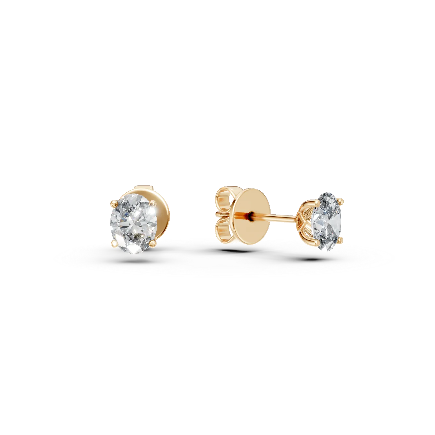 Cercei din aur galben cu diamante solitaire de 0.6ct create in laborator taietura ovala
