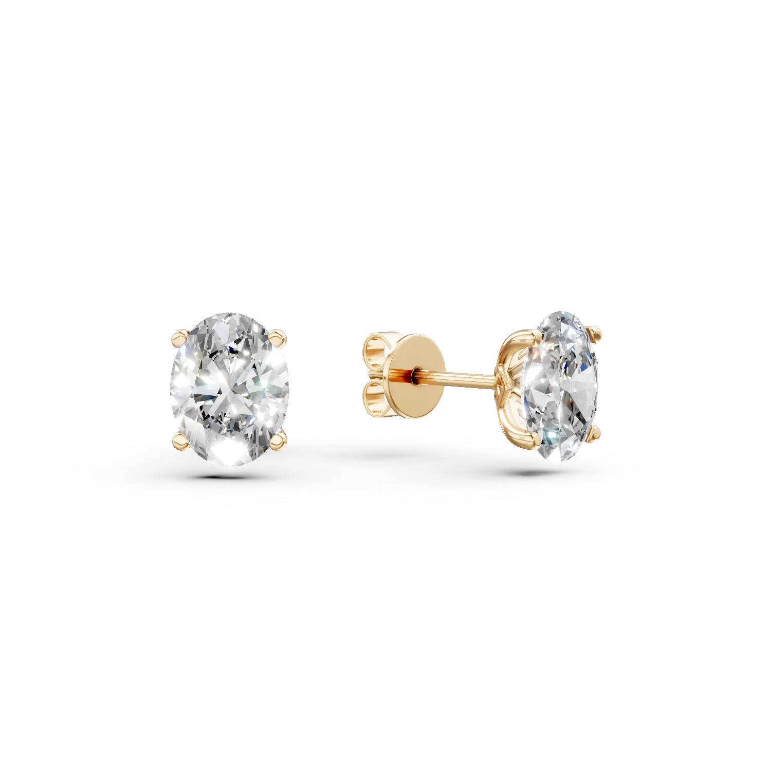 Cercei din aur galben cu diamante solitaire de 0.6ct create in laborator taietura ovala