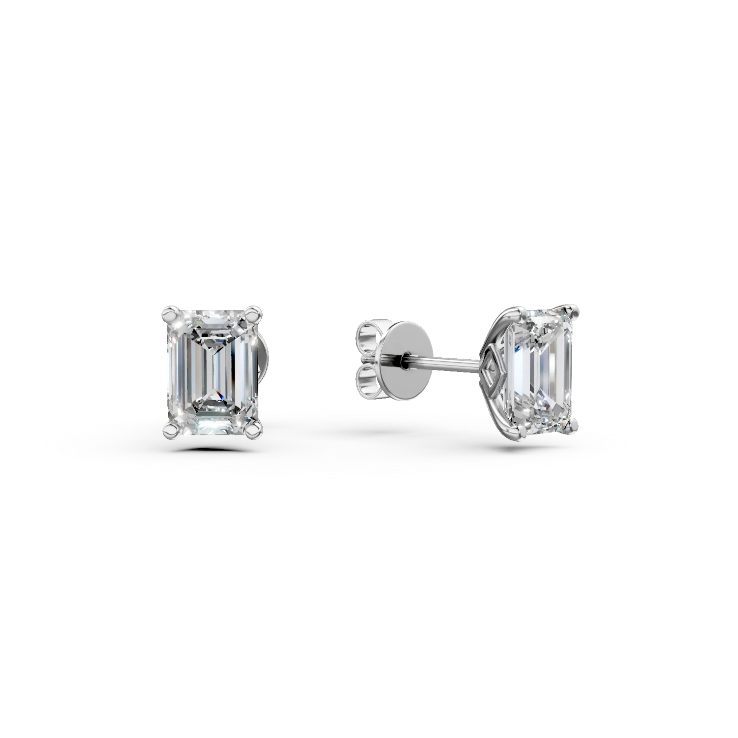 Cercei din aur alb cu diamante de 0.8ct create in laborator