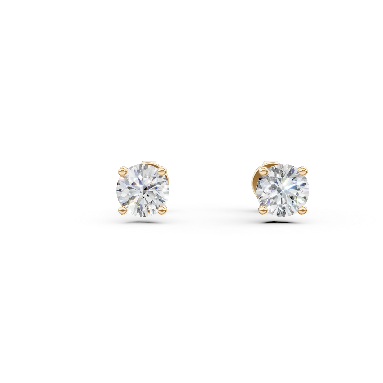 Cercei din aur galben cu diamante de 0.8ct create in laborator