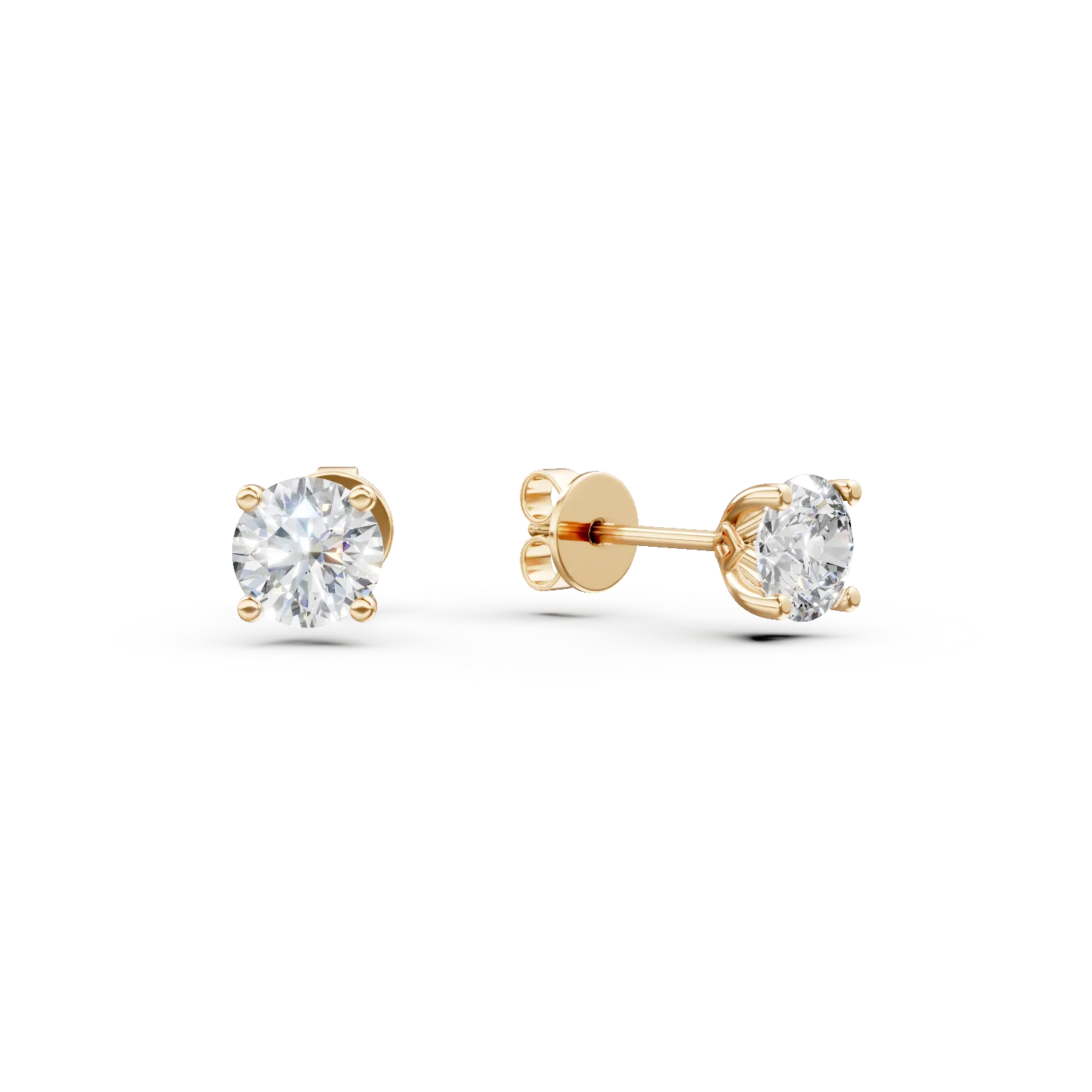 Cercei din aur galben cu diamante de 0.8ct create in laborator