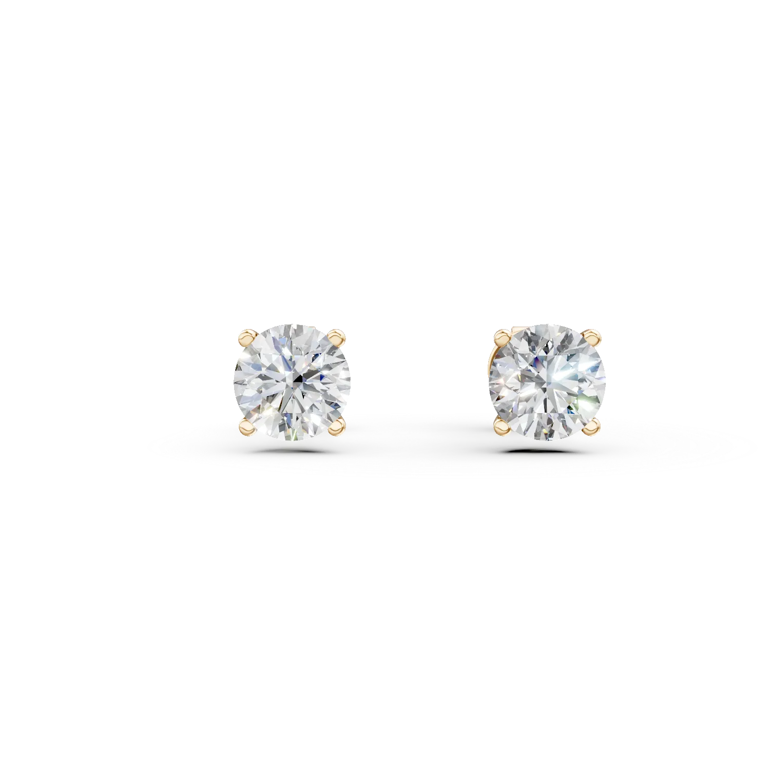 Cercei din aur galben cu diamante solitaire de 0.4ct create in laborator