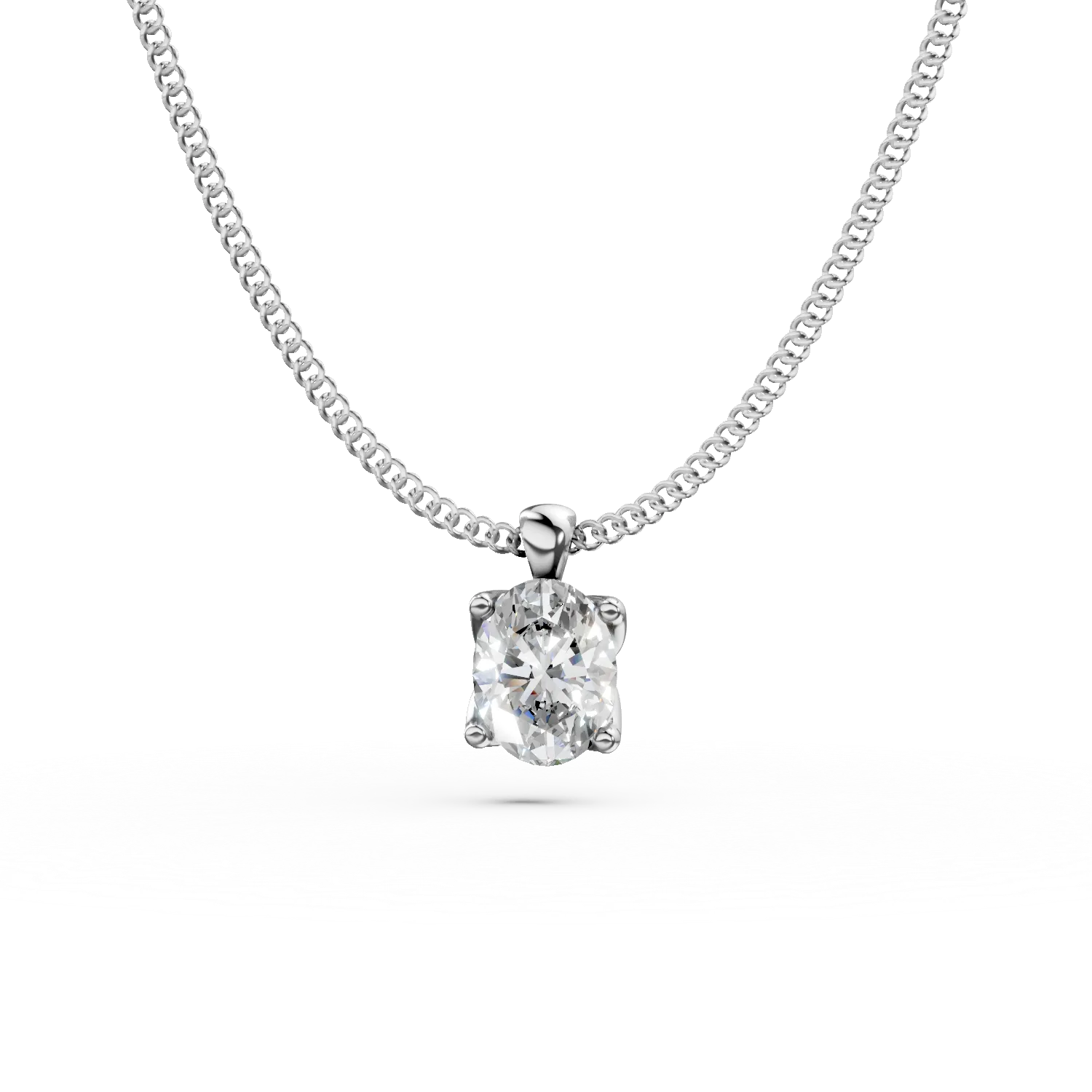 Lant cu pandantiv din aur alb cu diamant solitaire de 0.2ct creat in laborator