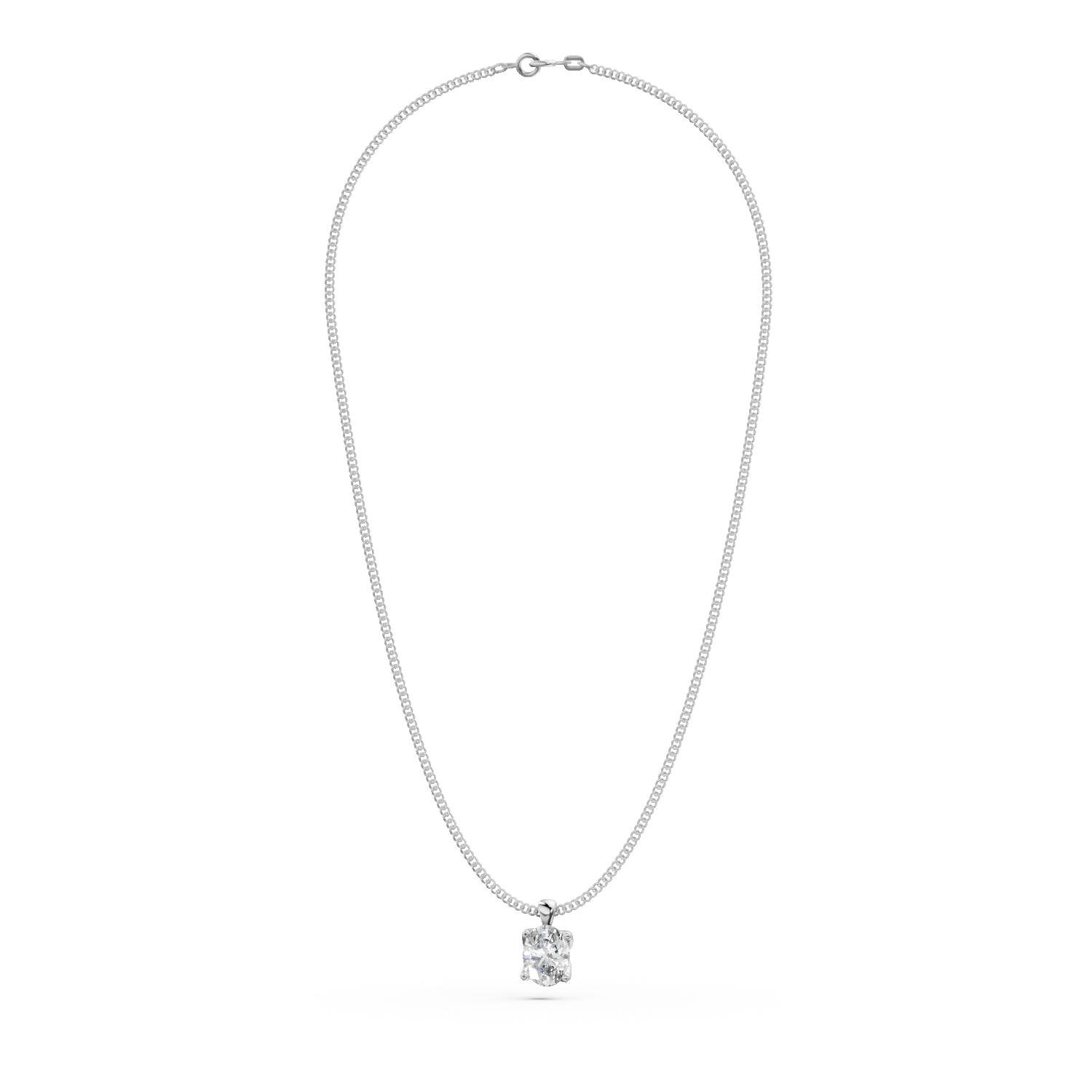 Lant cu pandantiv din aur alb cu diamant solitaire de 0.2ct creat in laborator