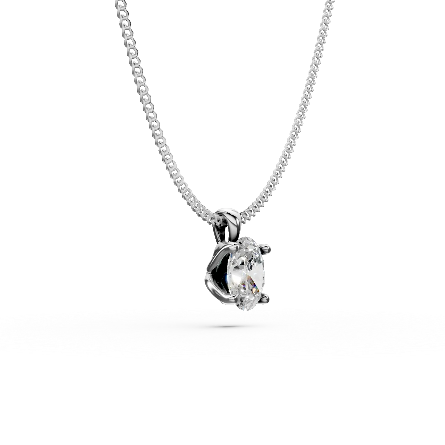 Lant cu pandantiv din aur alb cu diamant solitaire de 0.2ct creat in laborator