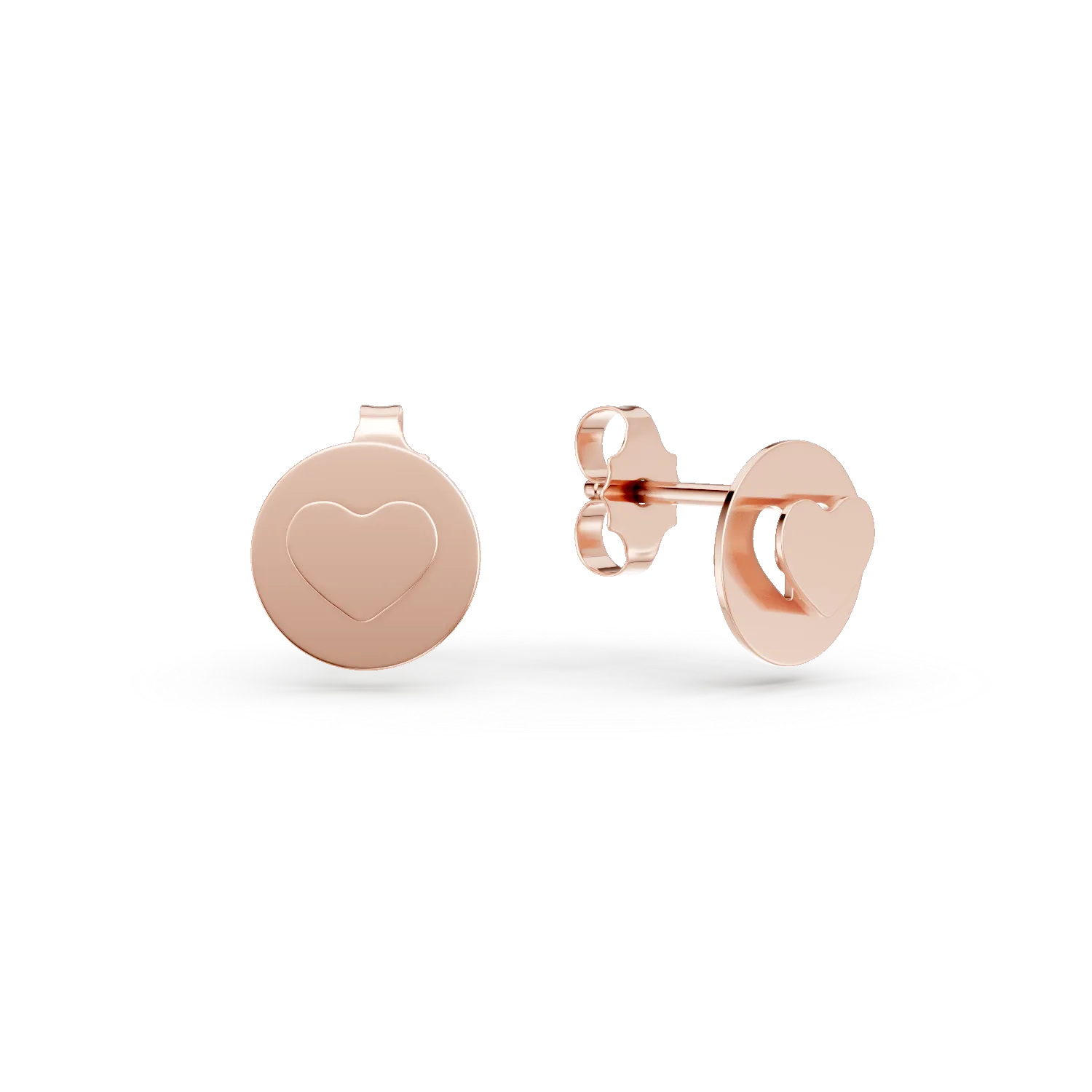 Cercei inima din aur roz