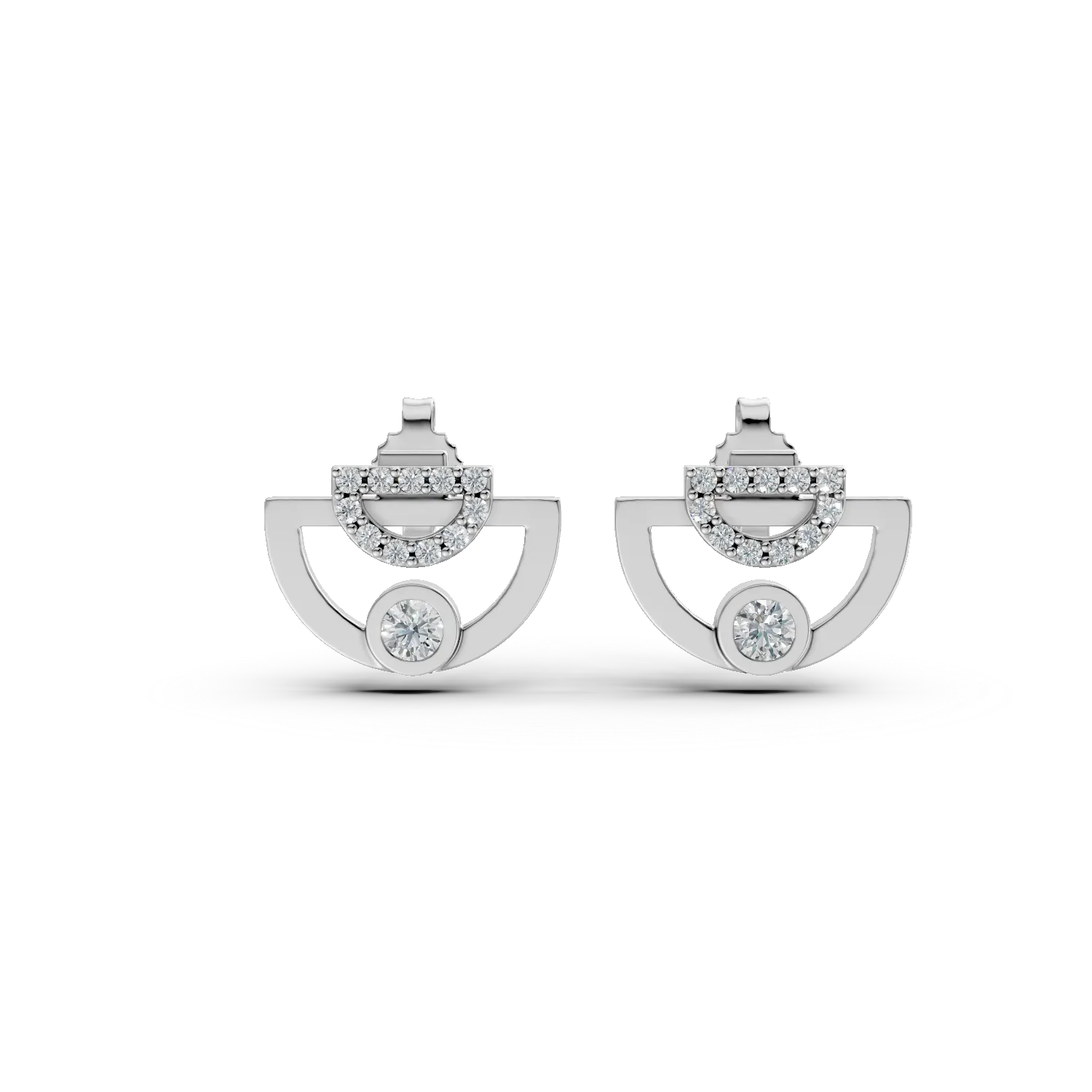 Cercei Double DAAR din argint cu diamante de 0.4ct create in laborator