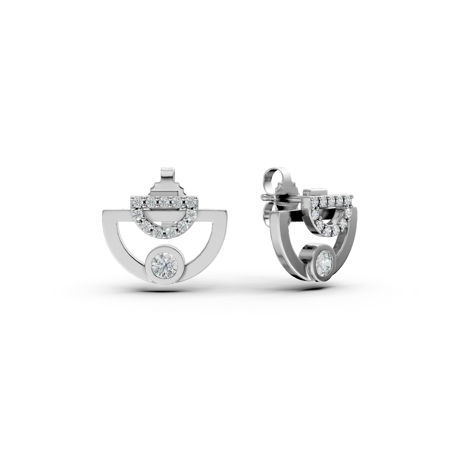 Cercei Double DAAR din argint cu diamante de 0.4ct create in laborator