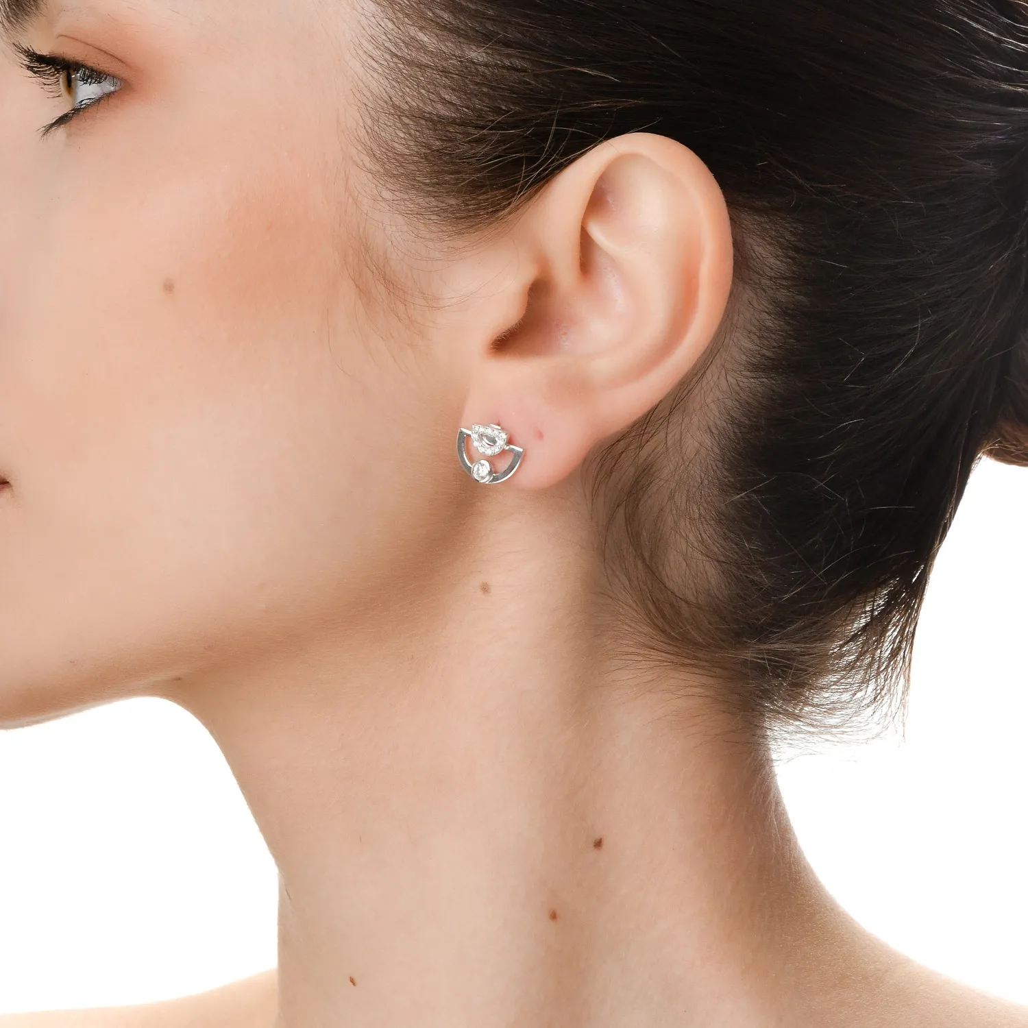 Cercei Double DAAR din argint cu diamante de 0.4ct create in laborator