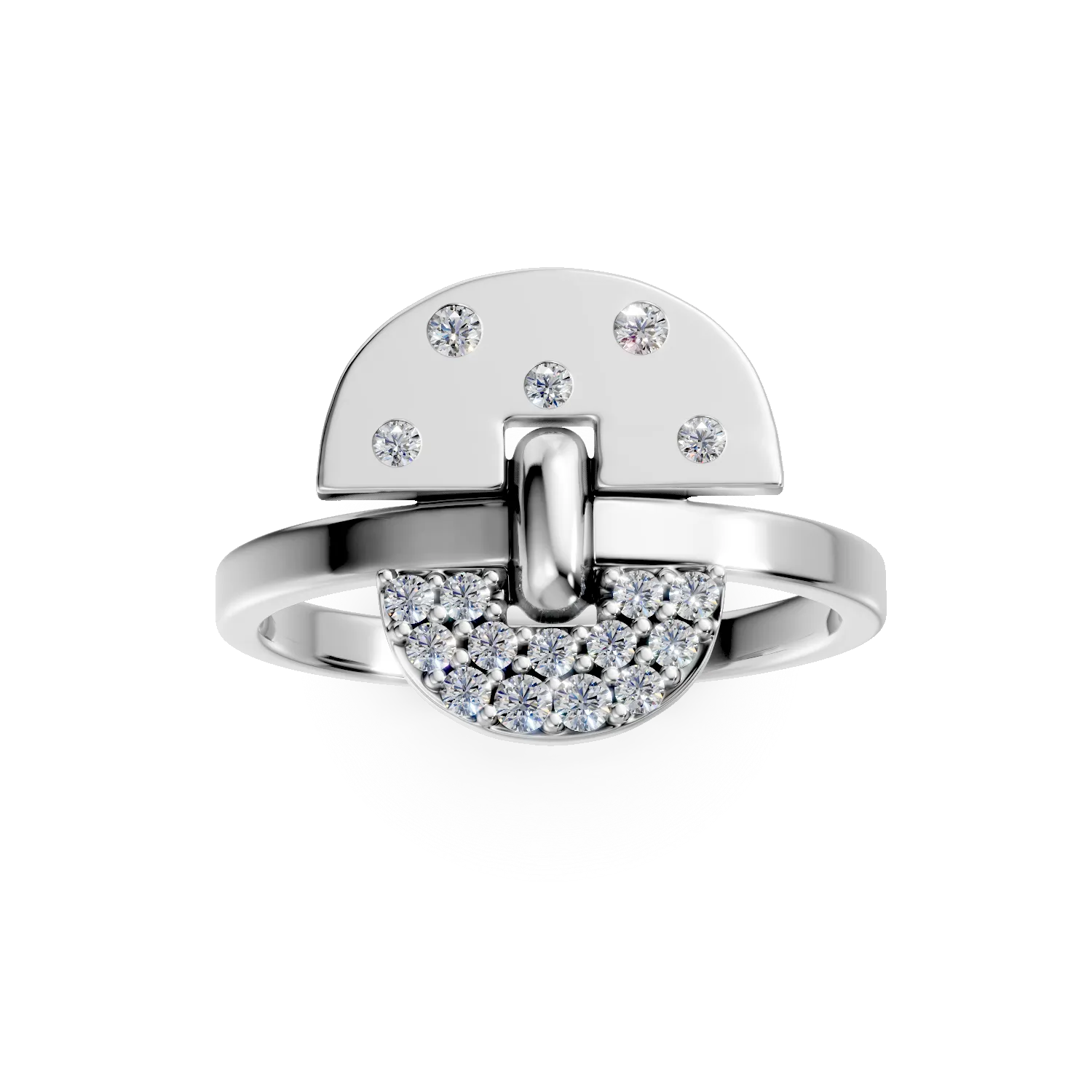 Inel DAAR in semicerc din argint cu diamante de 0.15 create in laborator