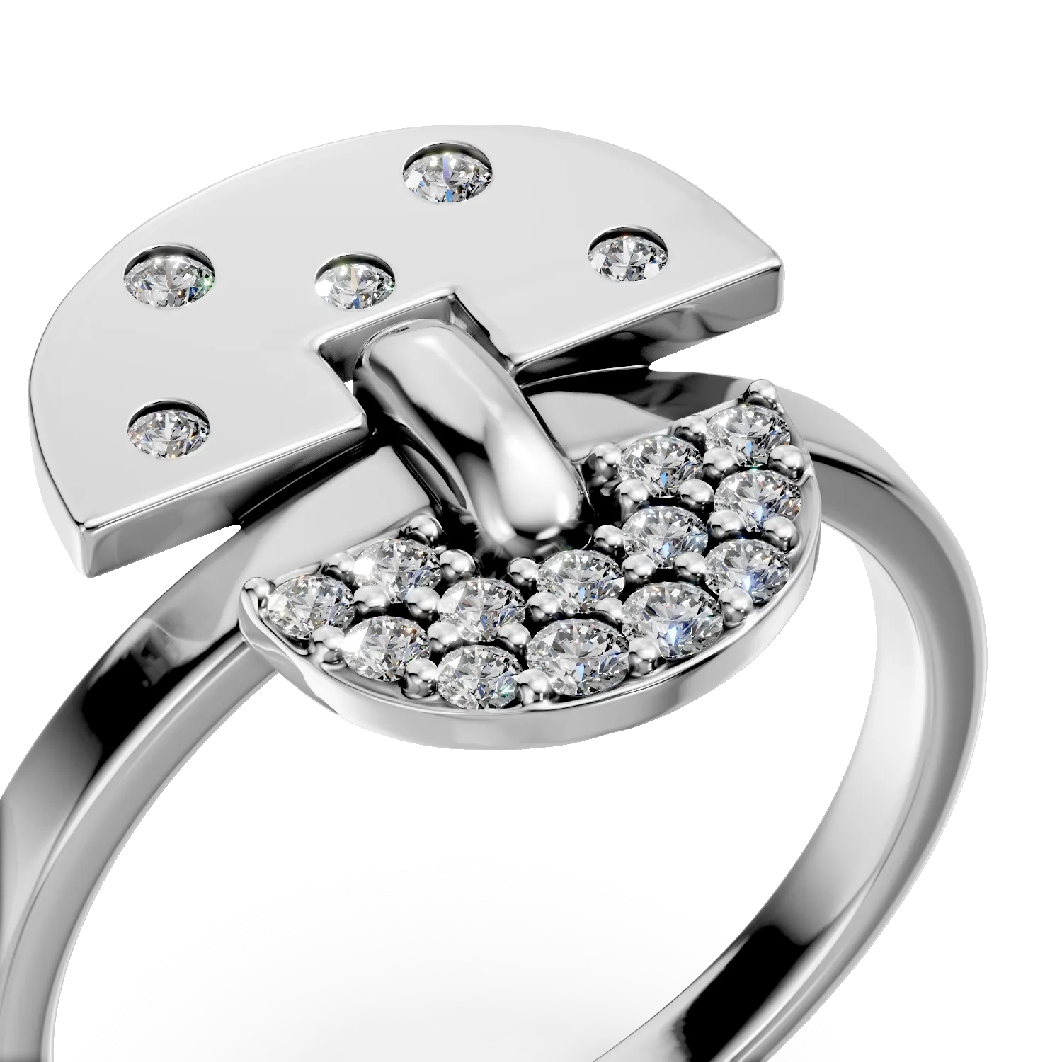 Inel DAAR in semicerc din argint cu diamante de 0.15 create in laborator - imagine 4
