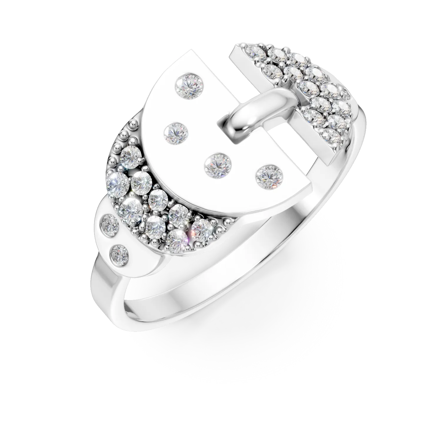 Inel DAAR in semicerc din argint cu diamante de 0.27ct create in laborator