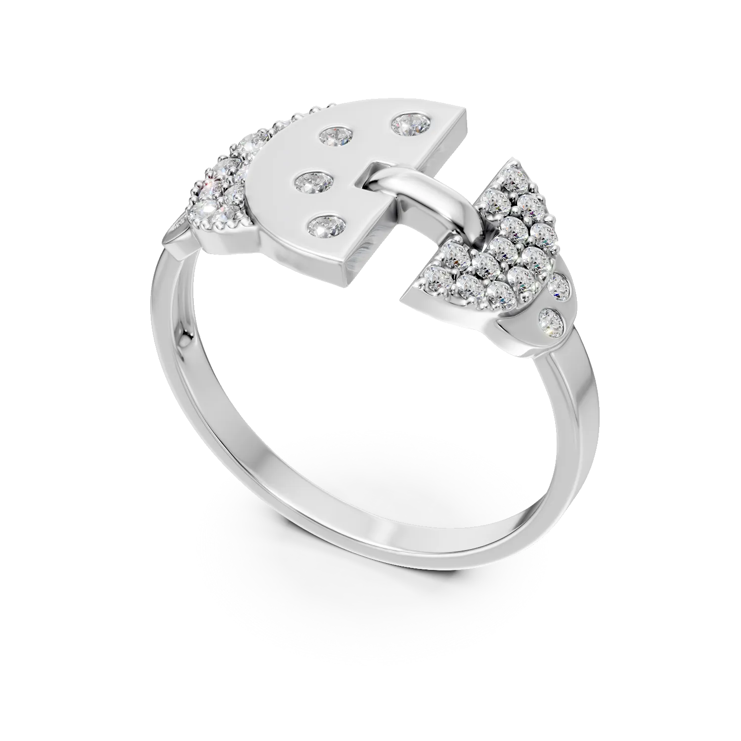 Inel DAAR in semicerc din argint cu diamante de 0.27ct create in laborator