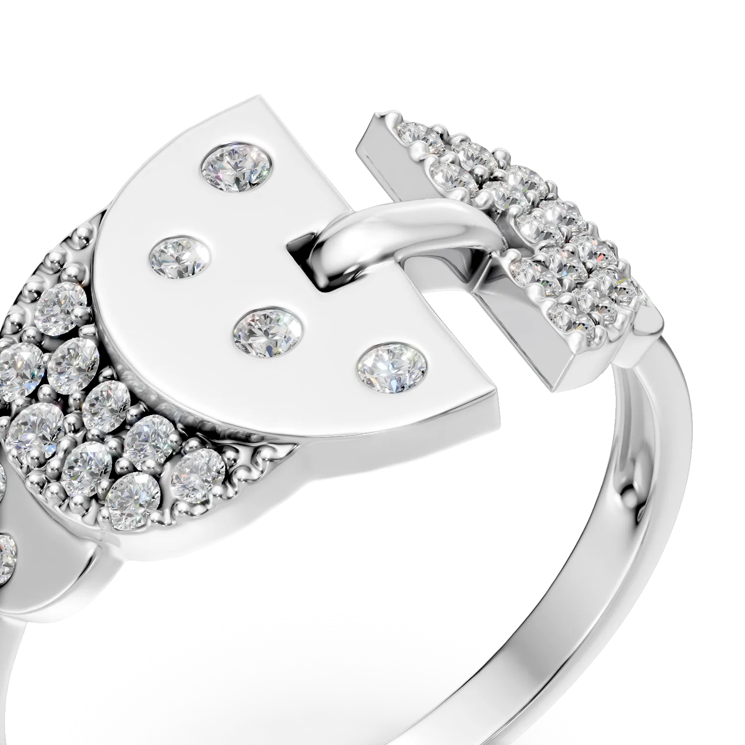 Inel DAAR in semicerc din argint cu diamante de 0.27ct create in laborator
