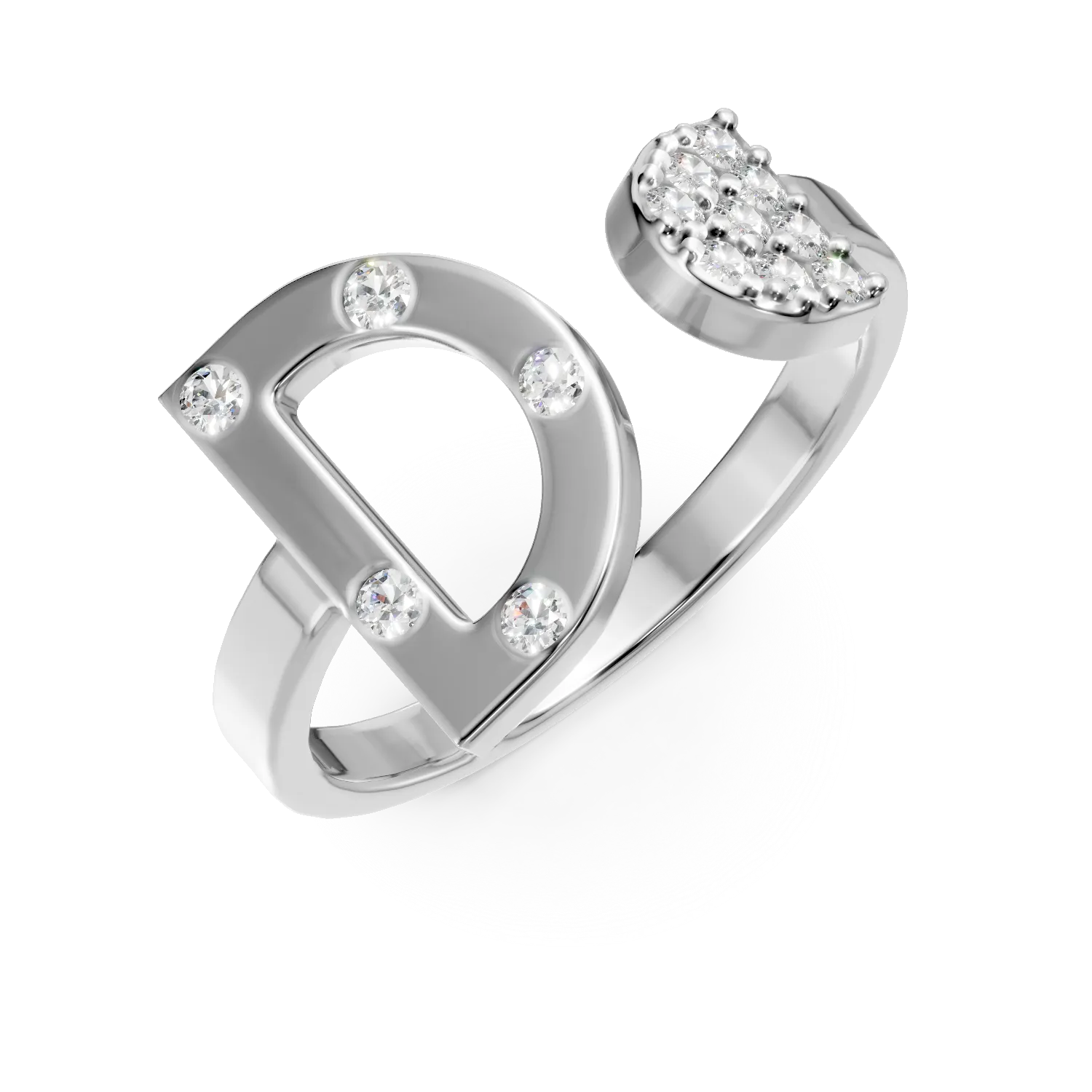 Inel DAAR in echilibru deschis din argint cu diamante de 0.1ct create in laborator