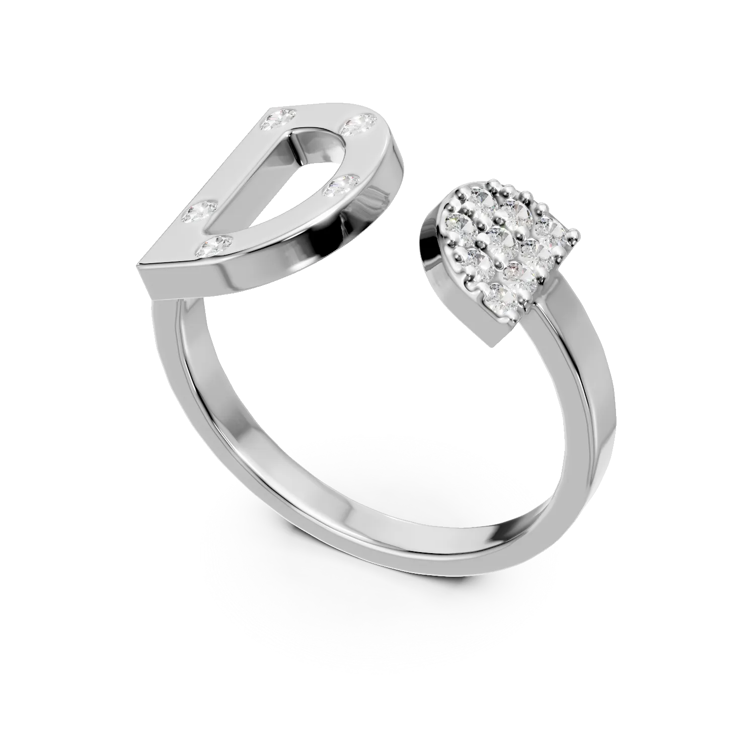 Inel DAAR in echilibru deschis din argint cu diamante de 0.1ct create in laborator