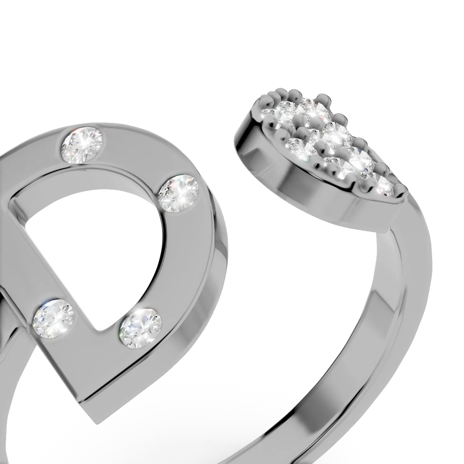 Inel DAAR in echilibru deschis din argint cu diamante de 0.1ct create in laborator