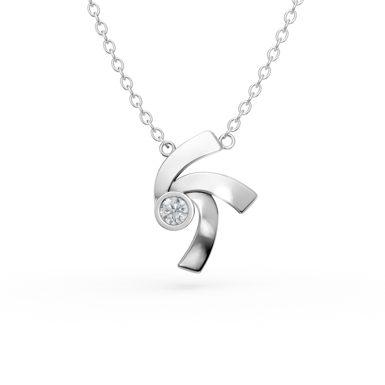 Lant cu pandantiv DAAR in miscare din argint cu diamante de 0.07ct create in laborator