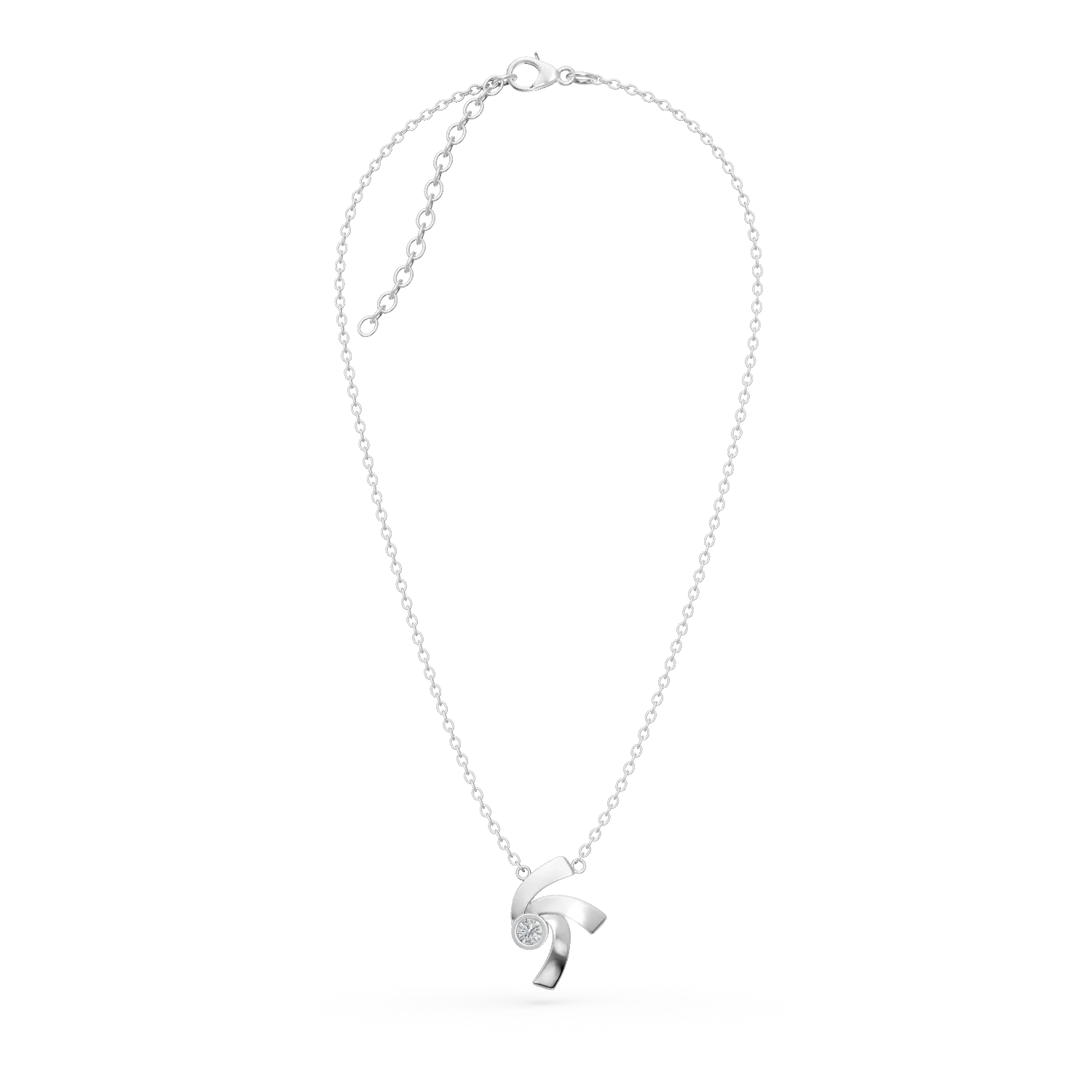 Lant cu pandantiv DAAR in miscare din argint cu diamante de 0.07ct create in laborator