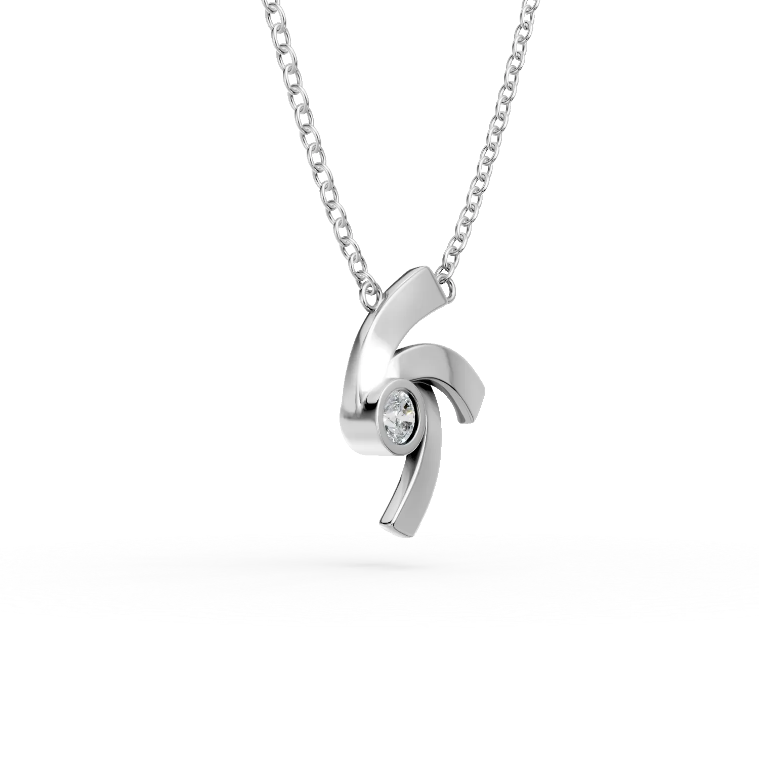 Lant cu pandantiv DAAR in miscare din argint cu diamante de 0.07ct create in laborator