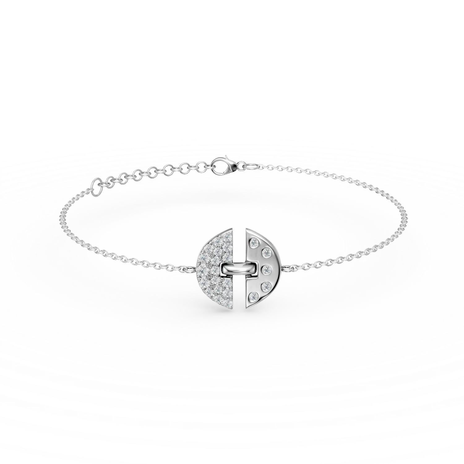 Bratara DAAR in semicerc din argint cu diamante de 0.21ct create in laborator