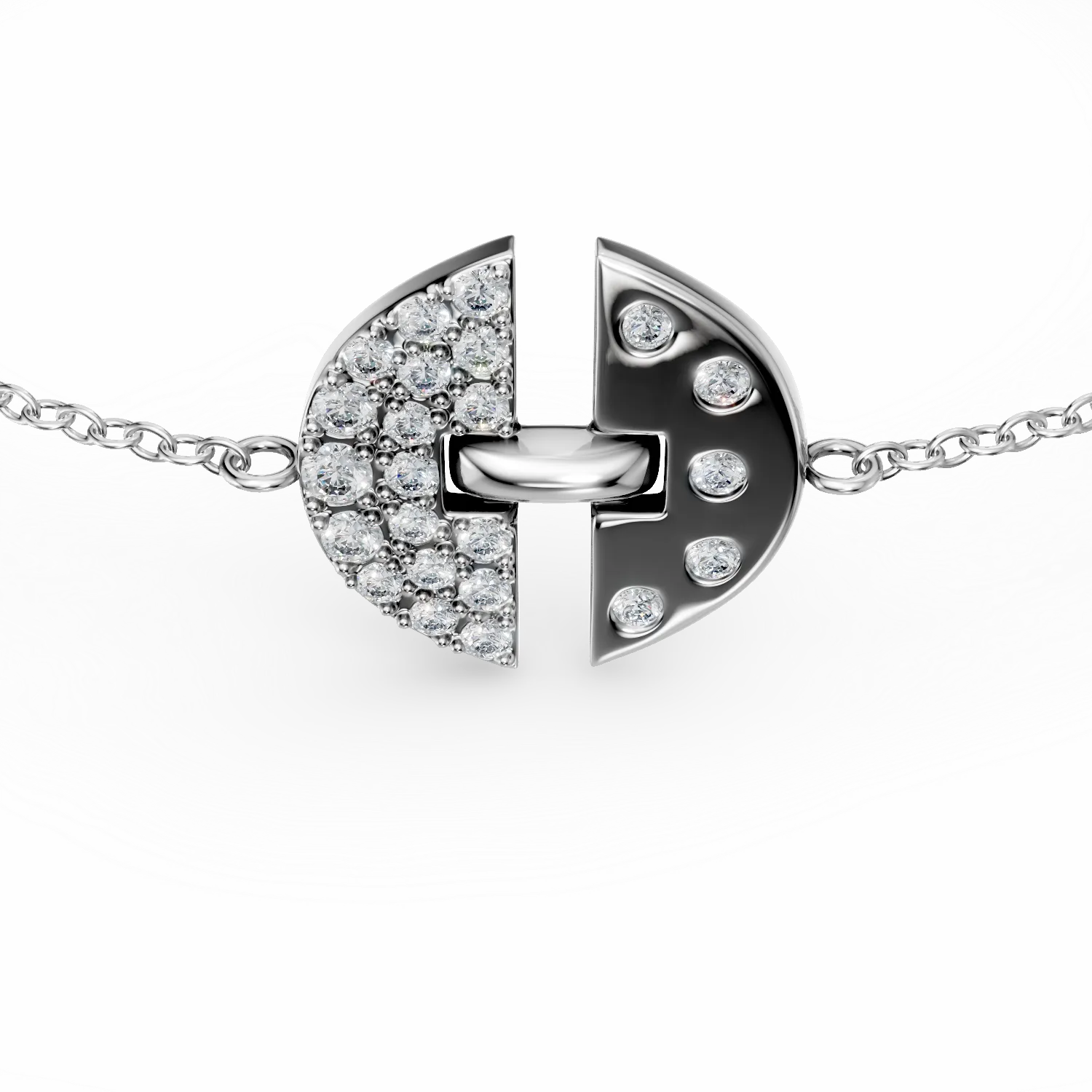 Bratara DAAR in semicerc din argint cu diamante de 0.21ct create in laborator