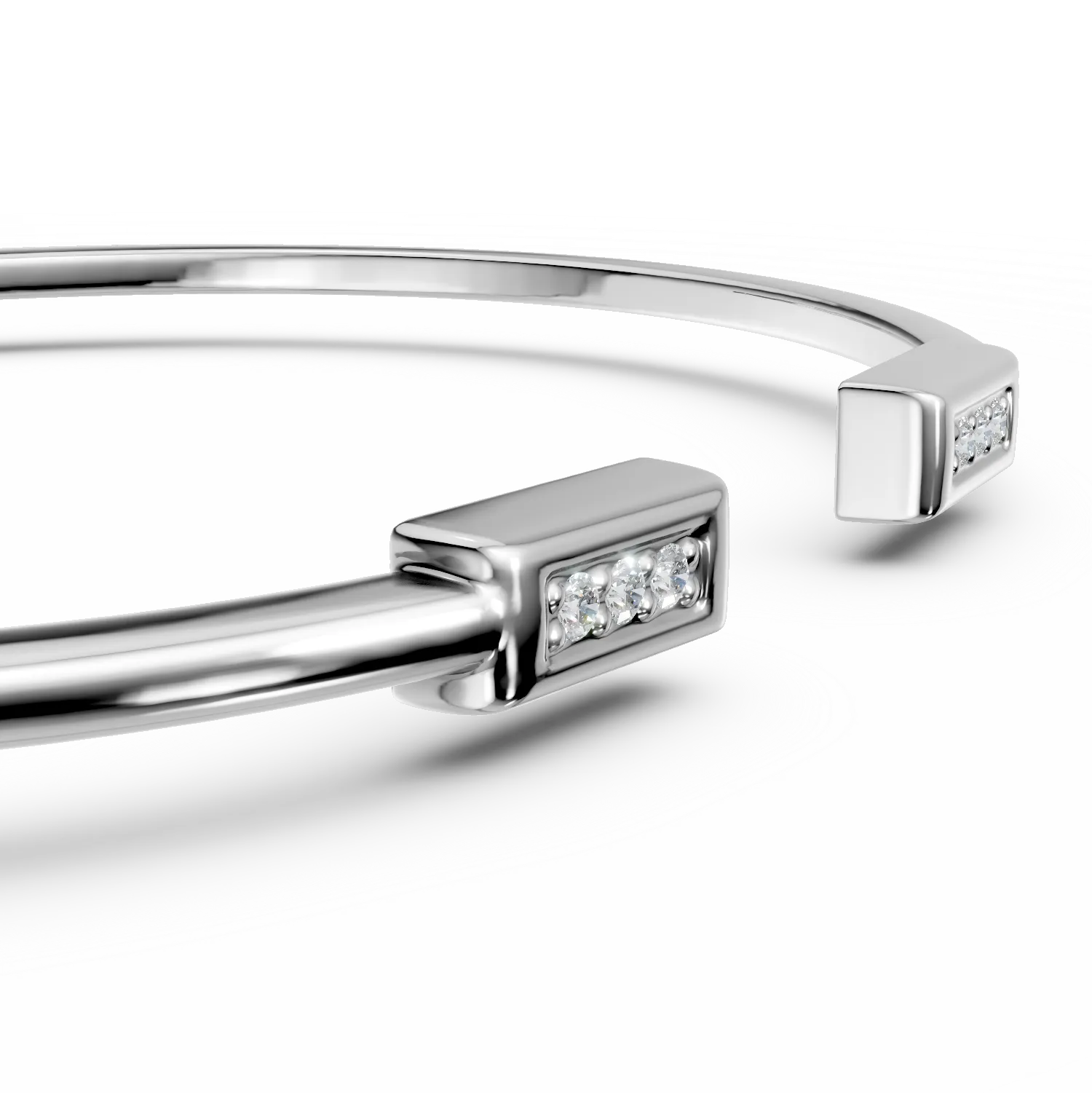 Bratara fixa deschisa Talk to me din argint cu diamante de 0.09ct create in laborator