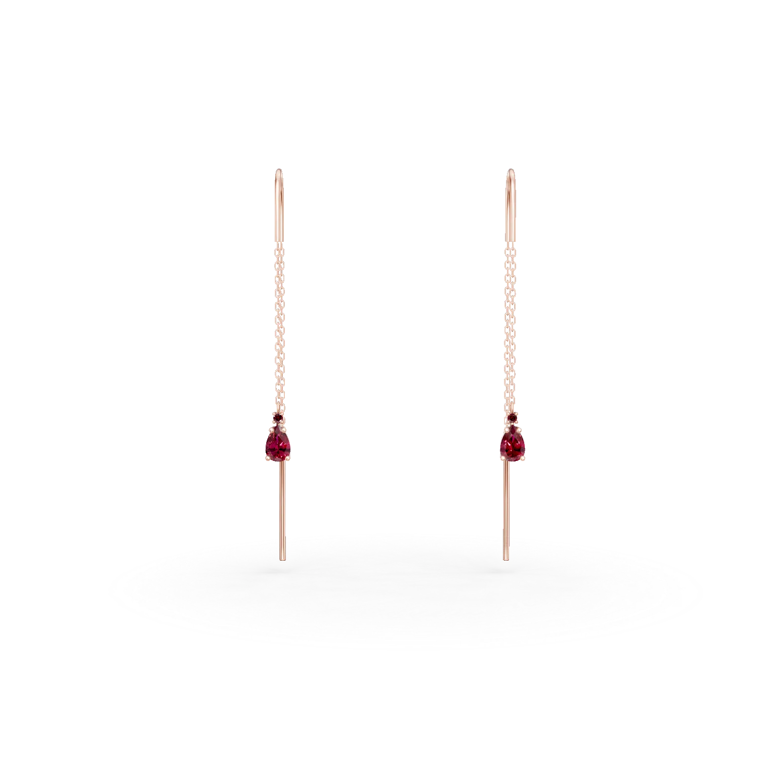 Cercei lungi din aur roz cu zirconii roz