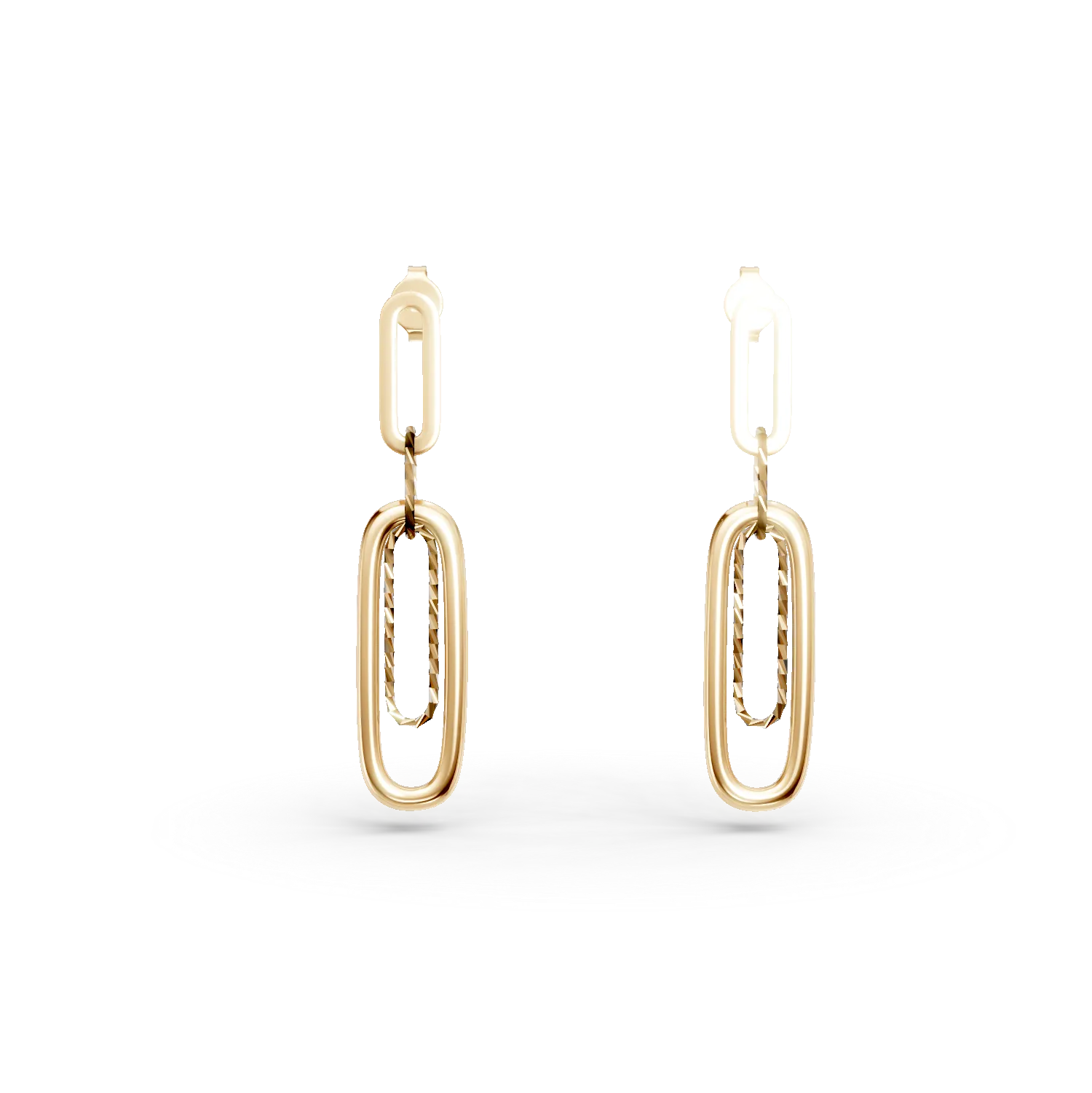 Cercei geometrici din aur galben