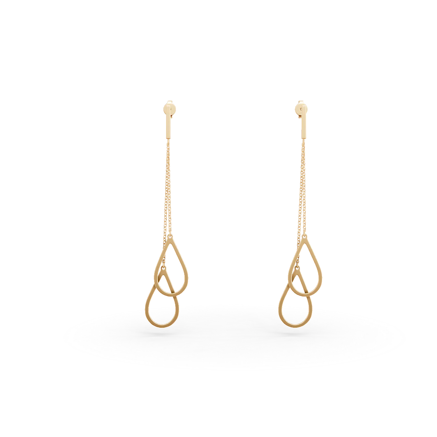 Cercei lungi geometrici din aur galben