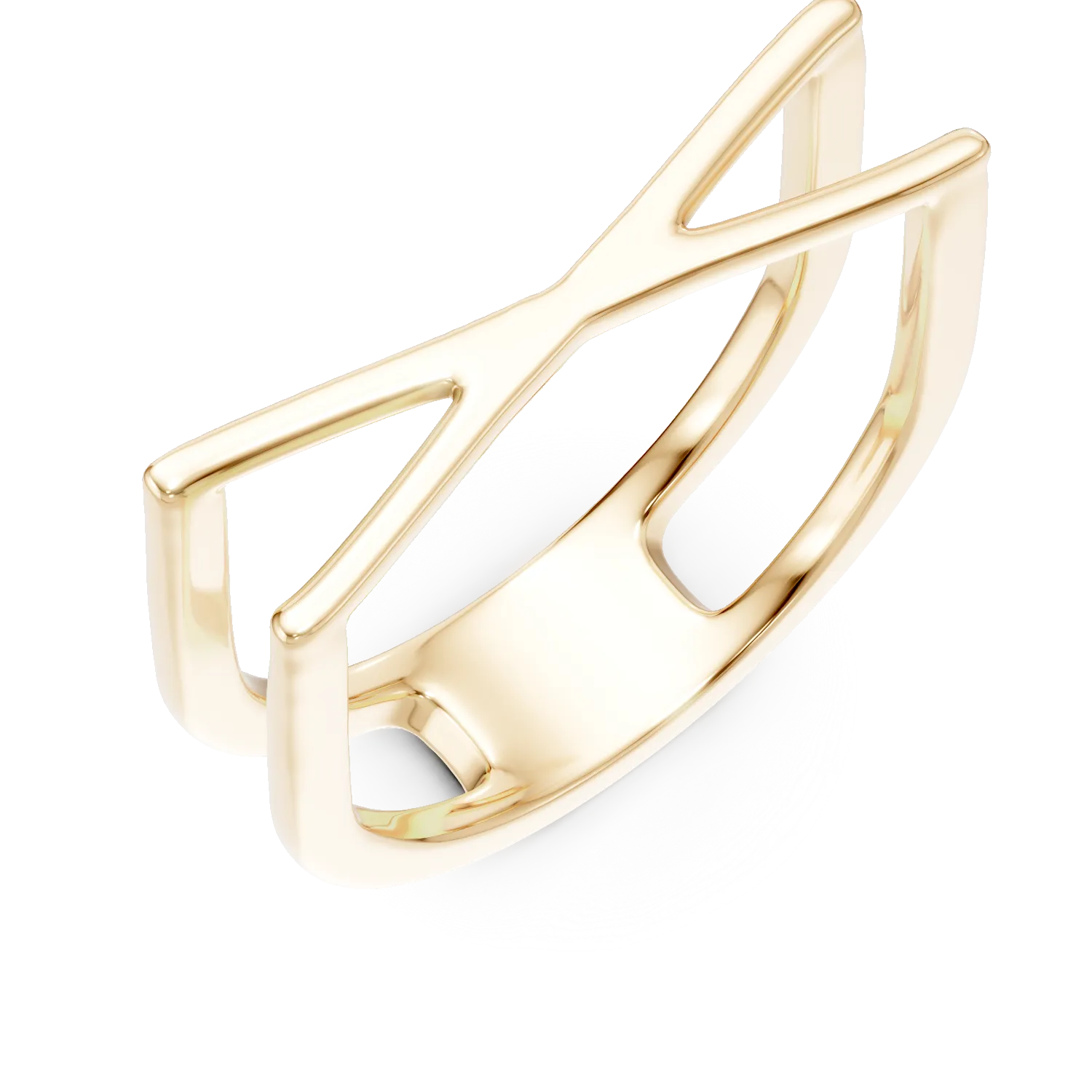 Inel geometric din aur galben