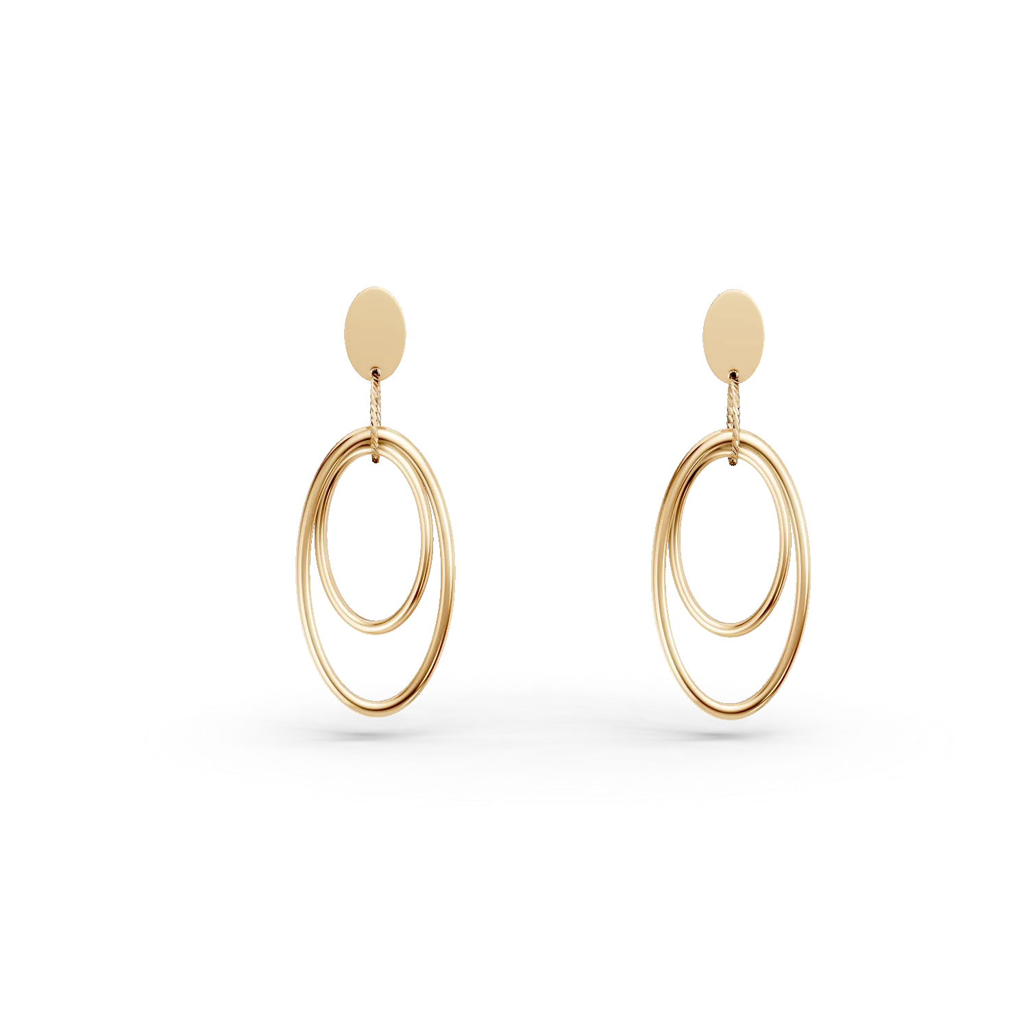 Cercei ovali dubli din aur galben