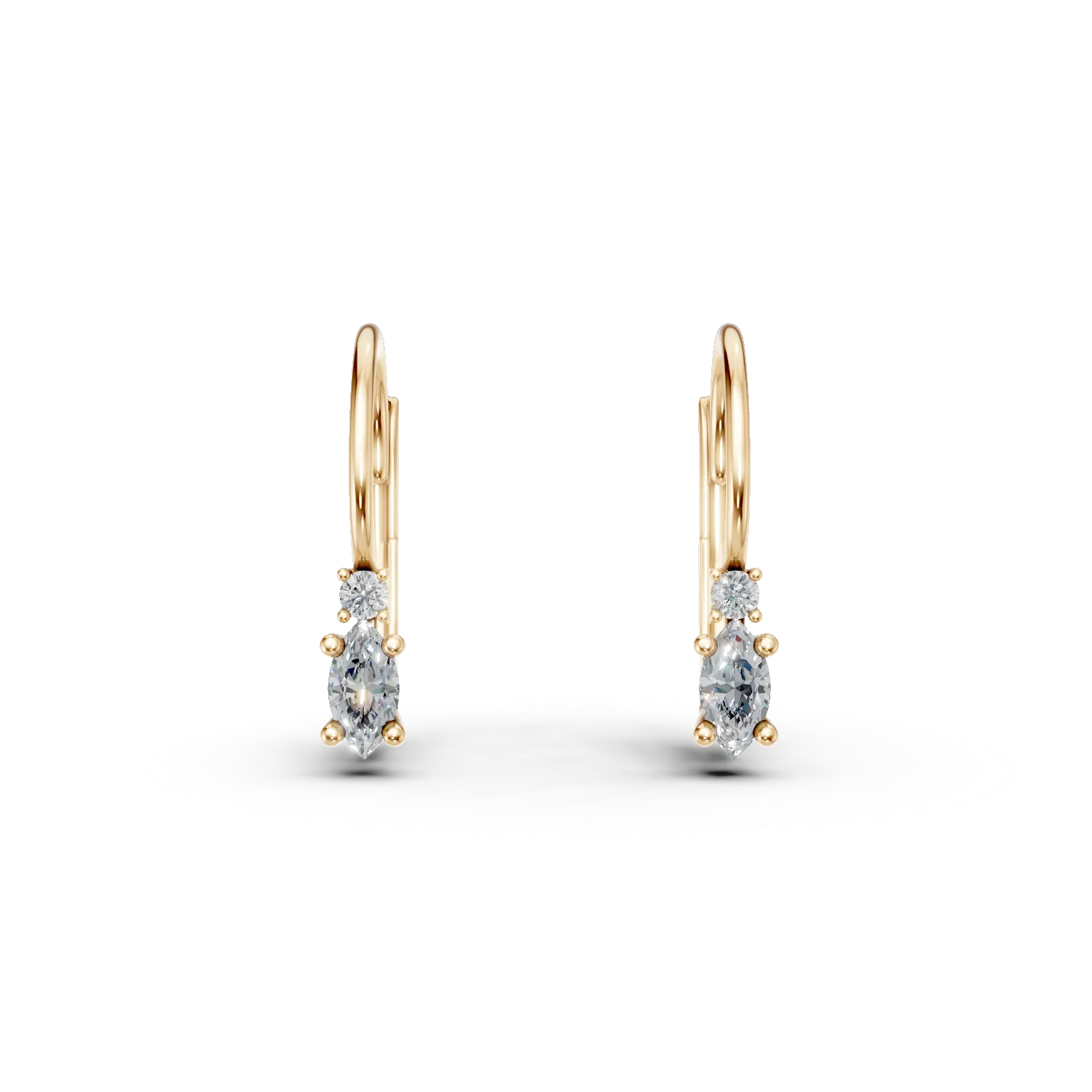 Cercei minimalisti din aur galben cu zirconii