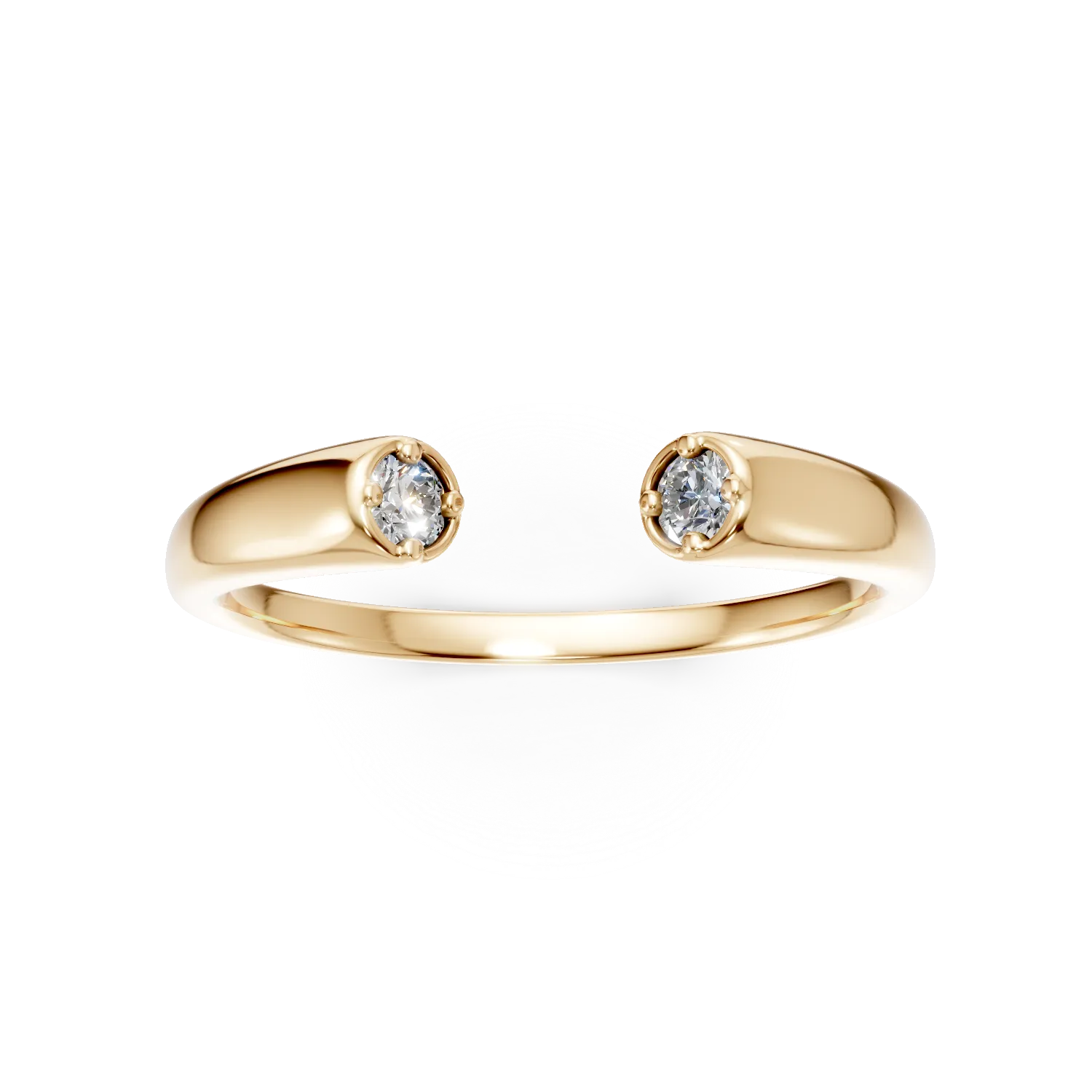 Inel minimalist deschis din aur galben cu zirconii