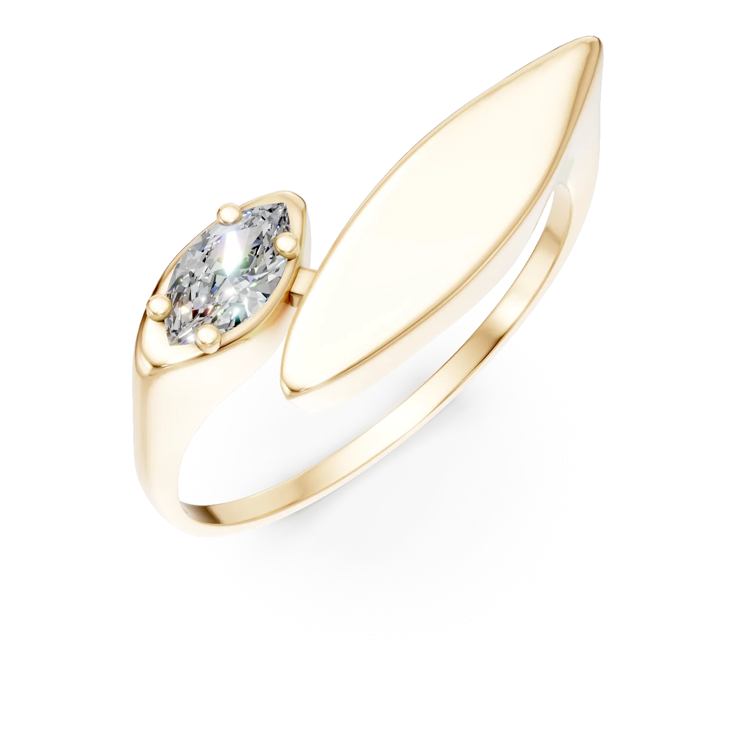 Inel geometric din aur galben cu zirconia