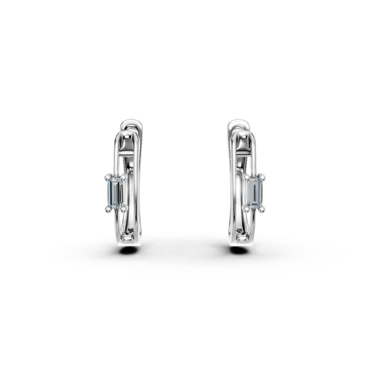 Cercei geometrici din aur alb cu diamante de 0.09ct create in laborator