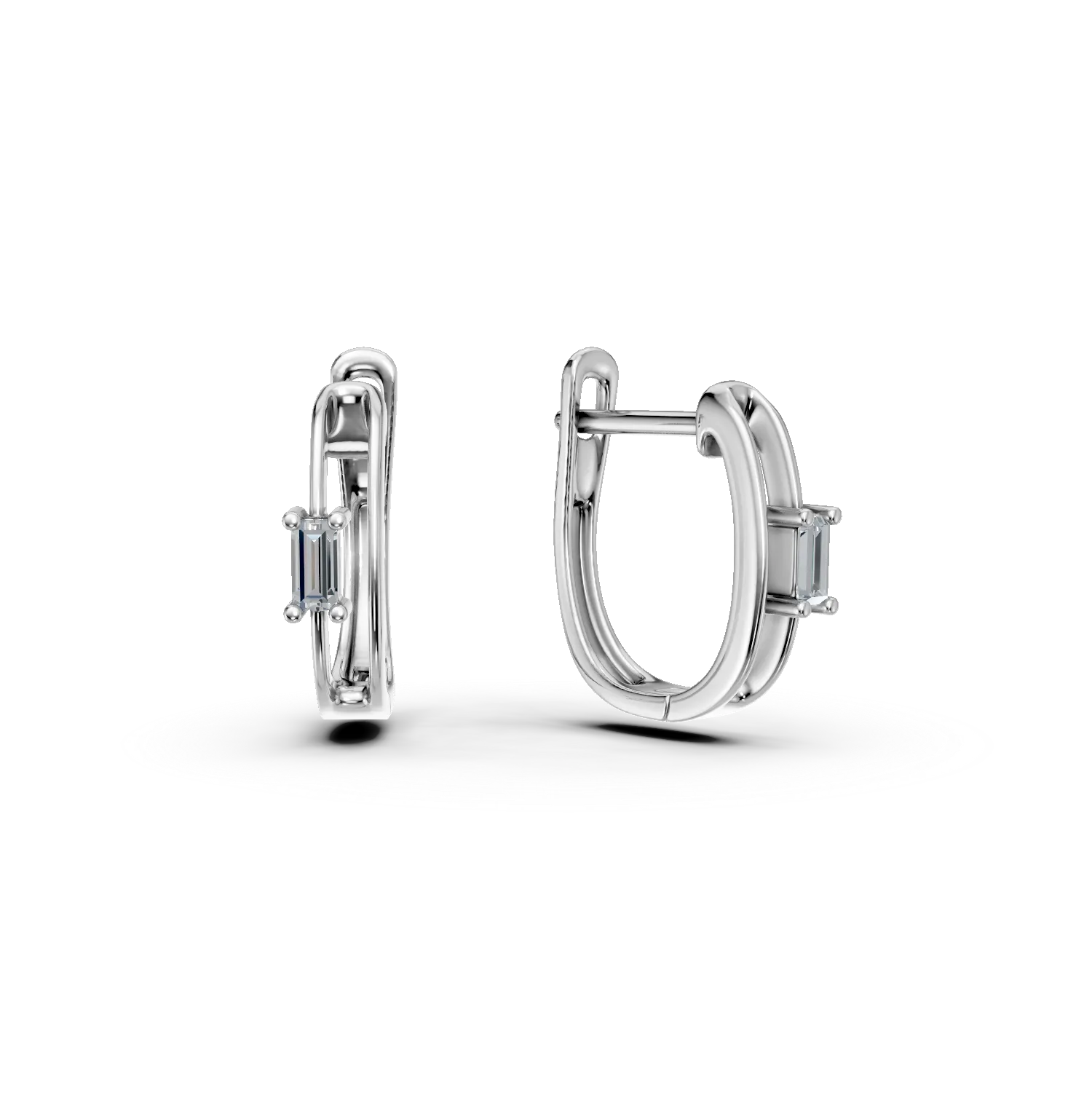 Cercei geometrici din aur alb cu diamante de 0.09ct create in laborator