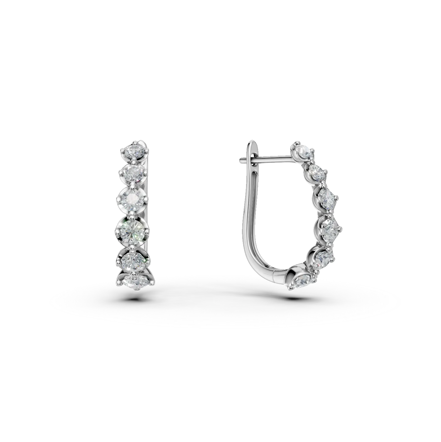 Cercei hoop din aur alb cu diamante de 0.5ct create in laborator