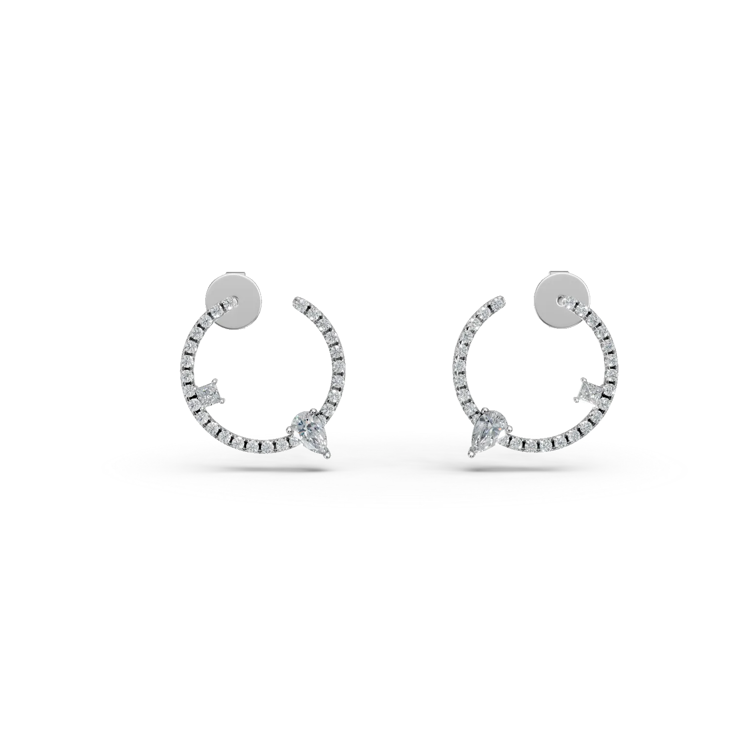 Cercei on-ear din aur alb cu diamante de 0.8ct create in laborator